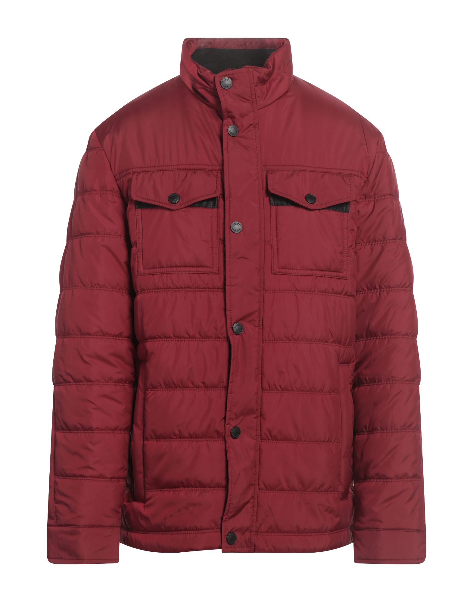 쇼트 패딩 자켓, 테크니컬 패브릭, 퀼팅, 솔리드 컬러, 브랜드 로고, 터틀넥, 싱글브레스티드, 롱 슬리브, 합성 충전재, 스냅버튼 여밈, 지퍼 여밈, 세탁기 세탁 또는 드라이클리닝, 표백 금지, 건조기 사용불가. 이미지