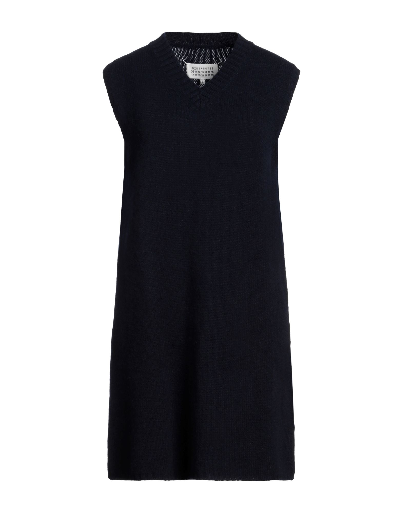 플레어 드레스, 니트 소재, 라이트웨이트 니트, 장식 부착 없음, 솔리드 컬러, v 네크라인, 슬리브리스, 안감없음, 포켓 없음. 이미지