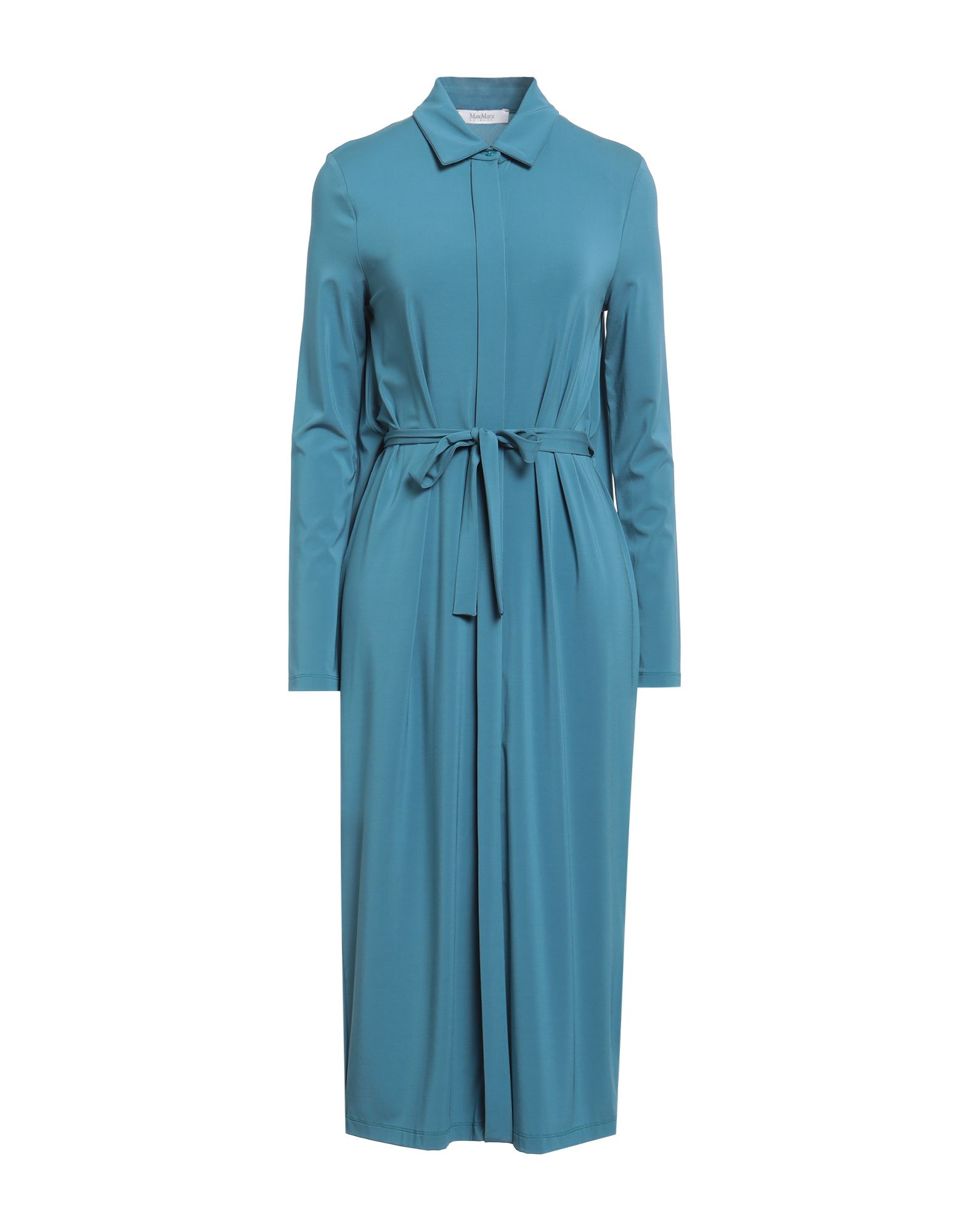 저지, 장식 부착 없음, 솔리드 컬러, 클래식 칼라, 롱 슬리브, 안감없음, 버튼 여밈, 포켓 없음, 스트레치, 셔츠 드레스. 이미지