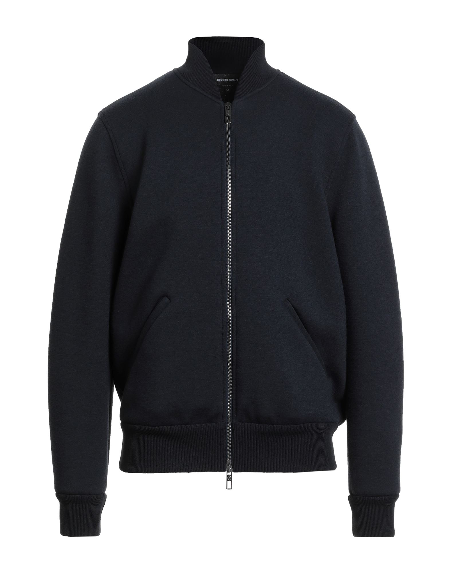 보머 자켓, 니트 소재, 미디엄웨이트 니트, 장식 부착 없음, 솔리드 컬러, 크루넥, 롱 슬리브, 안감있음, 지퍼 여밈, 슬릿 포켓, 드라이클리닝, 표백 금지, 건조기 사용불가. 이미지