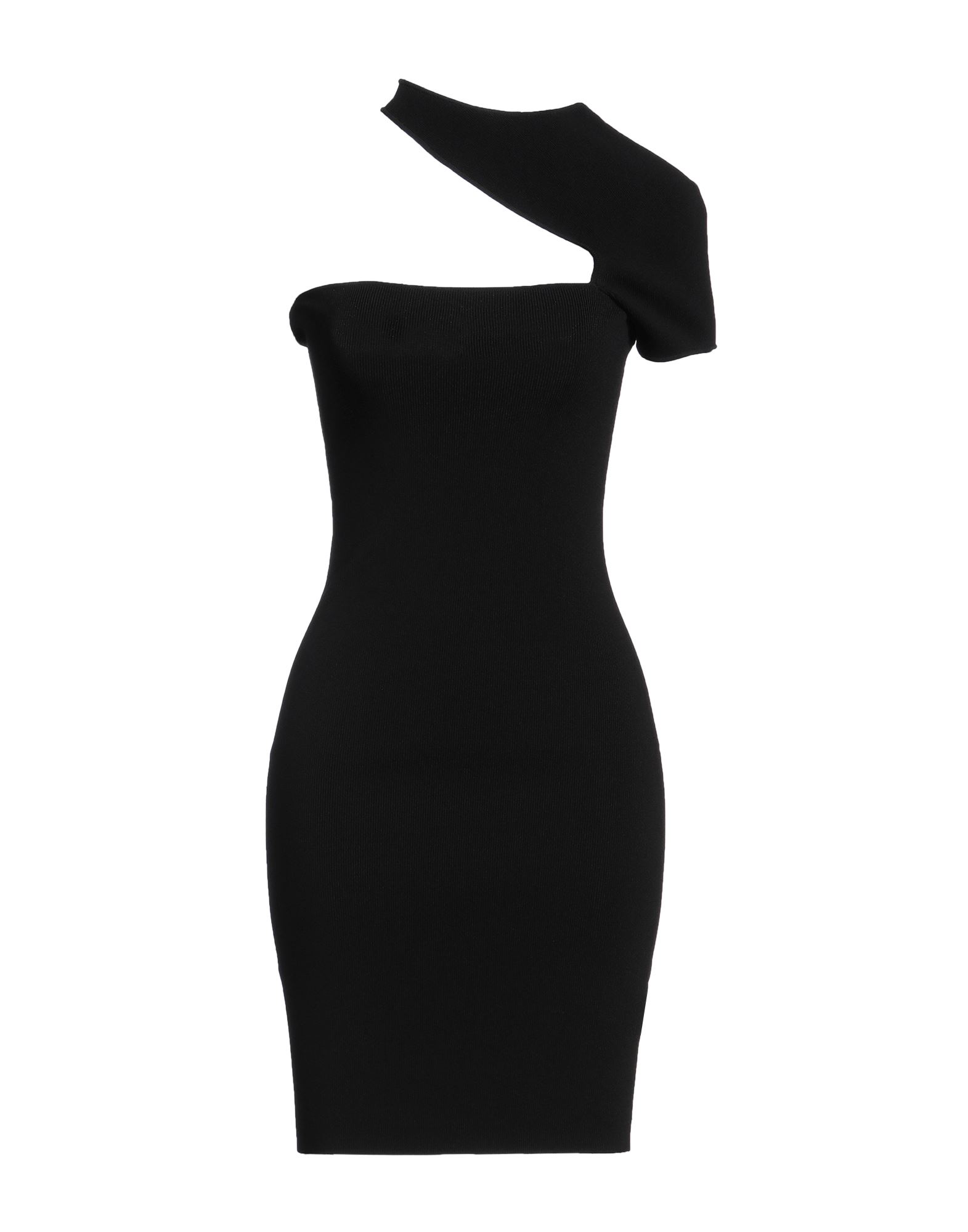 원숄더 드레스, 저지, 리브(rib) 조직, 솔리드 컬러, 장식 부착 없음, 원 숄더, 안감없음, 지퍼 여밈, 포켓 없음, 스트레치, 세탁기 세탁 또는 드라이클리닝, 표백 금지, 건조기 사용불가. 이미지