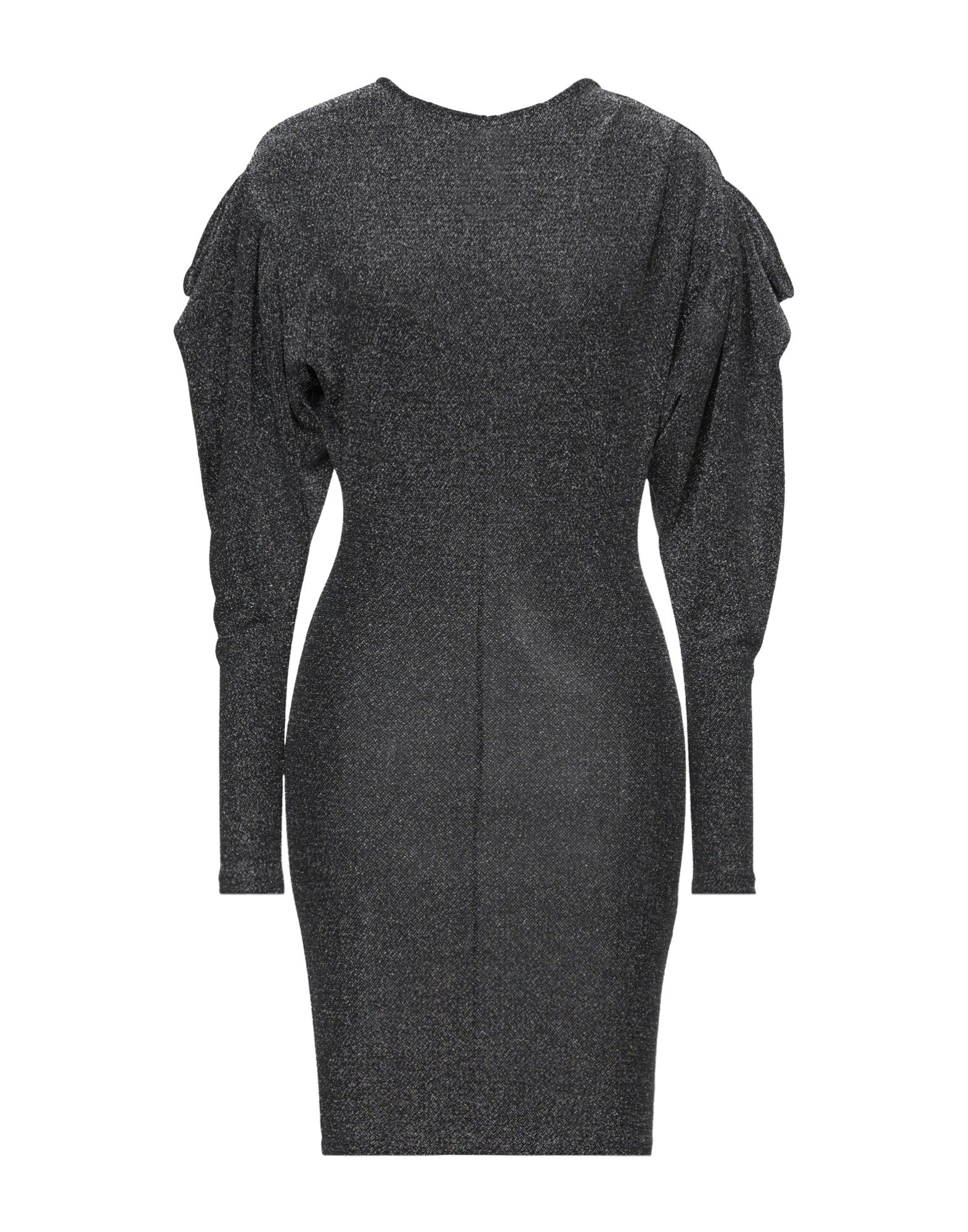 바디콘 드레스, 니트 소재, 라이트웨이트 니트, 메탈릭 효과, 스트레치 패브릭, 솔리드 컬러, 장식 부착 없음, 크루넥, 롱 슬리브, 안감없음, 후크 여밈, 포켓 없음, 손세탁, 표백 금지, 건조기 사용불가, 다림질 금지. 이미지