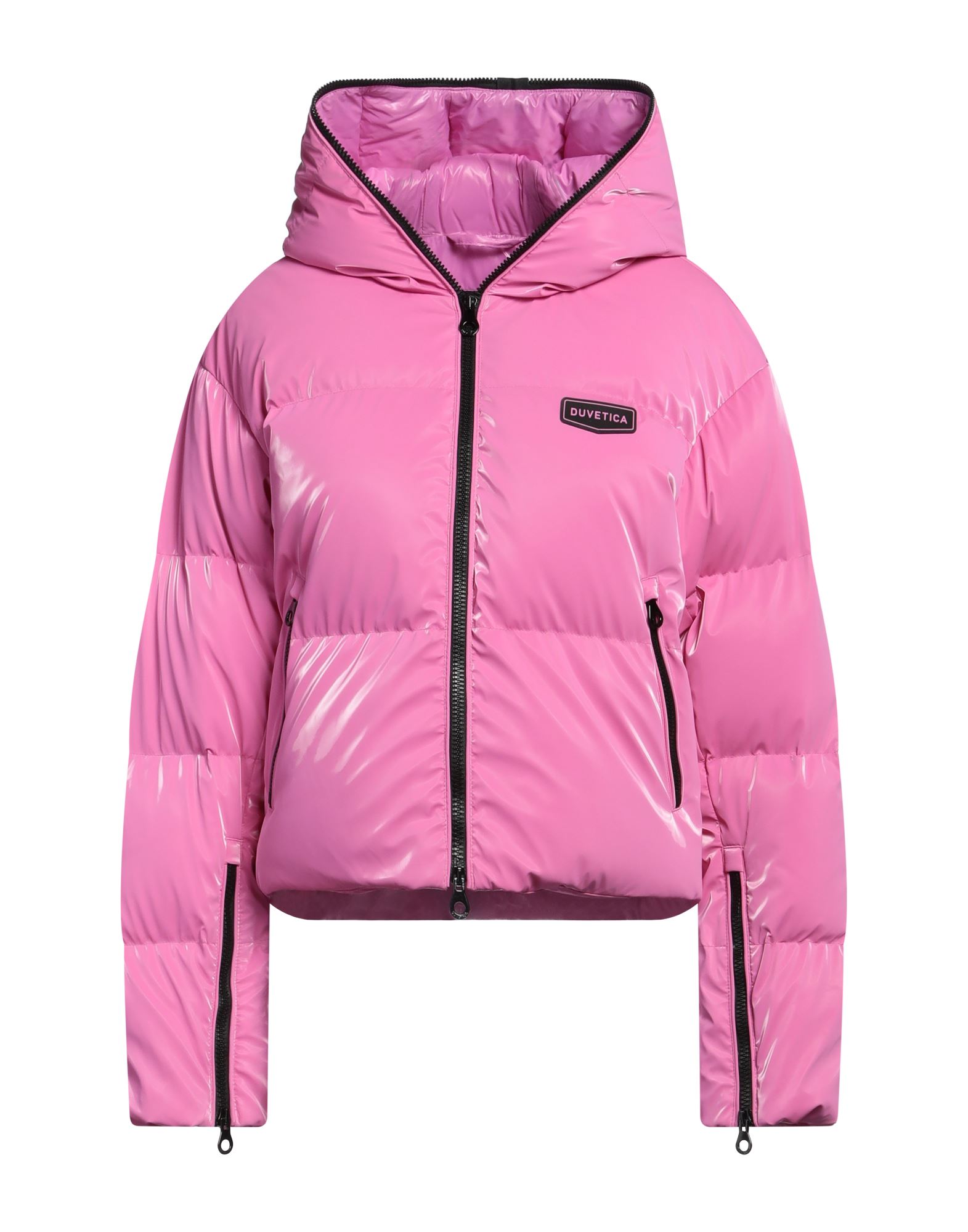 쇼트 다운 자켓, 테크니컬 패브릭, 브랜드 로고, 솔리드 컬러, 후드, 싱글브레스티드, 롱 슬리브, 구스 다운 내장, 지퍼 여밈, 지퍼 포켓, 동물성 비섬유 자재 함유, 손세탁, 표백 금지, 건조기 사용불가. 이미지