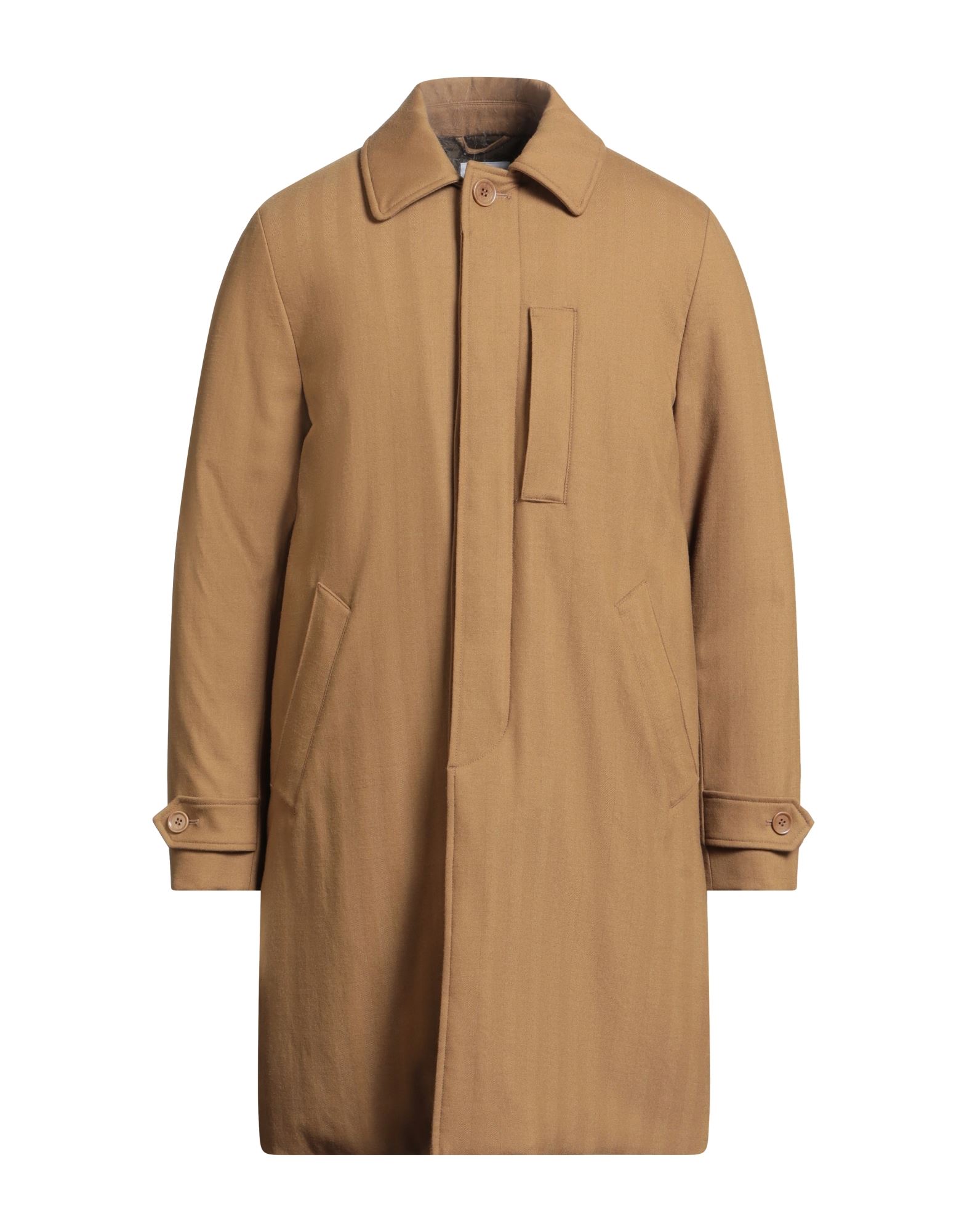 싱글 브레스티드 코트, 플란넬, 방수, 스트레치 패브릭, 장식 부착 없음, 솔리드 컬러, 클래식 칼라, 롱 슬리브, 합성 충전재, 라이트 패딩, 히든 버튼 여밈, 멀티 포켓, 백 슬릿, 드라이클리닝, 표백 금지, 건조기 사용불가. 이미지