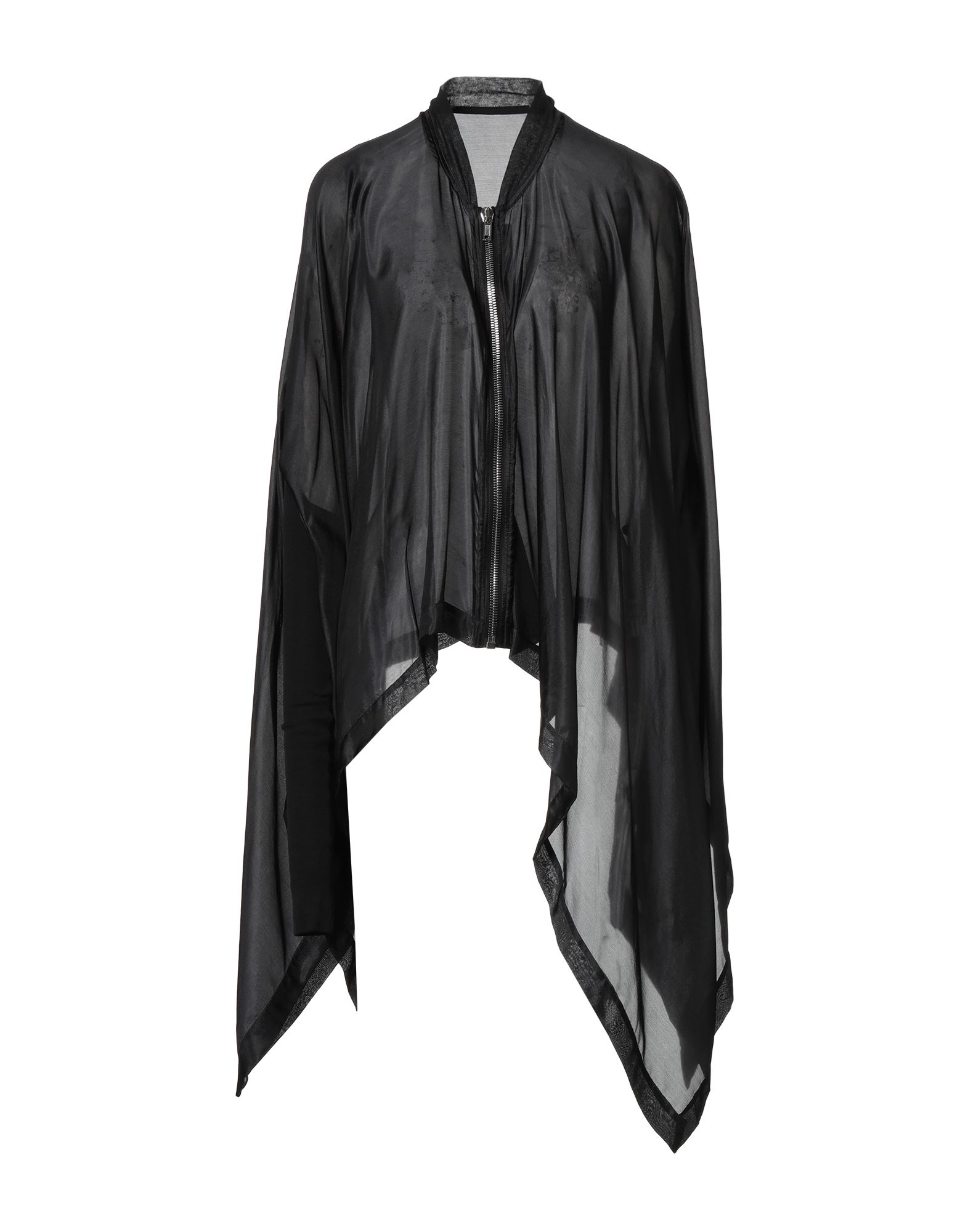 캐주얼 자켓, 쉬폰, 라이트웨이트 니트, 장식 부착 없음, 솔리드 컬러, 크루넥, 롱 슬리브, 안감없음, 지퍼 여밈, 비대칭 헴, 드라이클리닝, 건조기 사용불가. 이미지