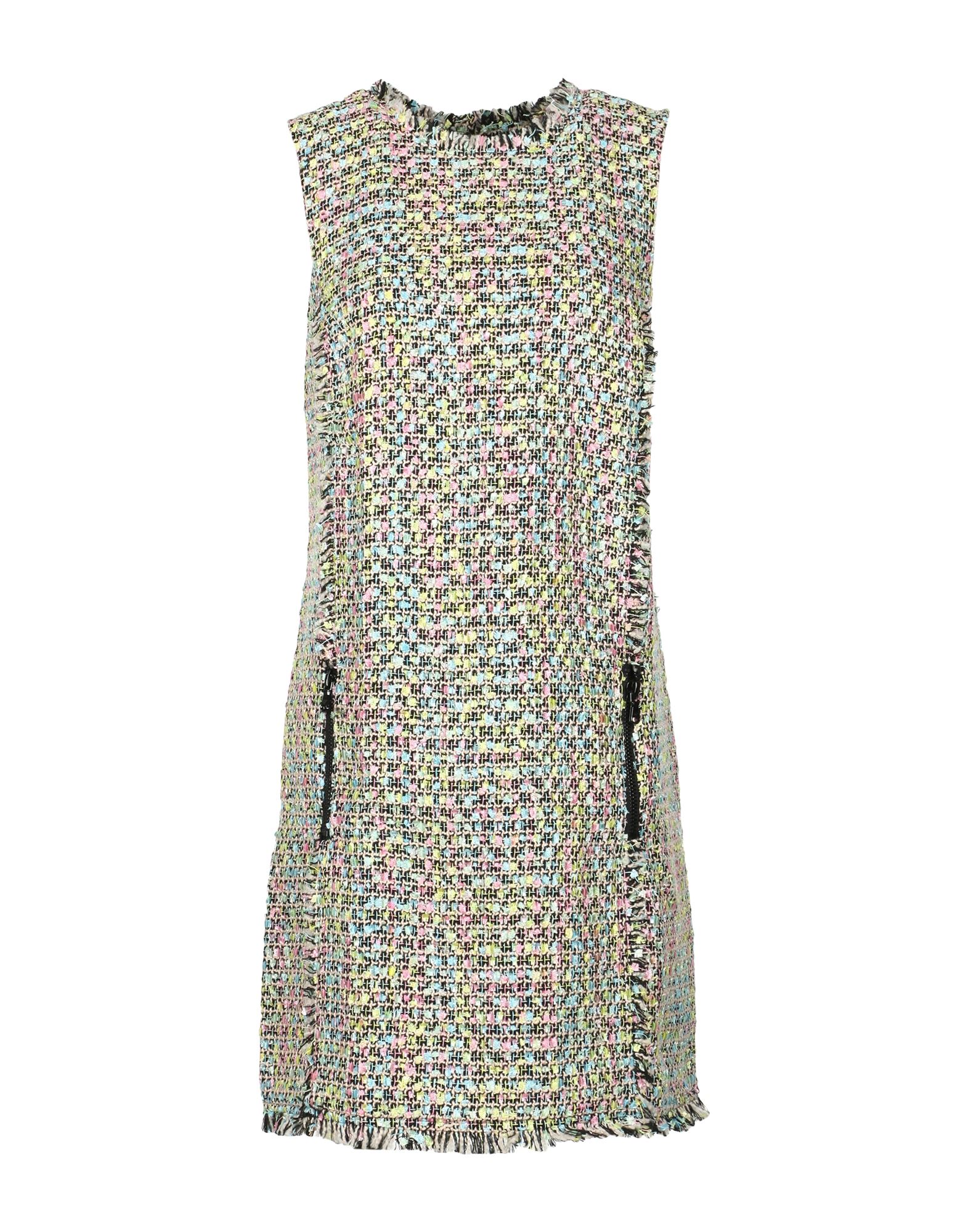 트위드, 장식 부착 없음, 멀티컬러 패턴, 크루넥, 슬리브리스, 안감있음, 지퍼 여밈, 멀티 포켓, 플레어 드레스. 이미지