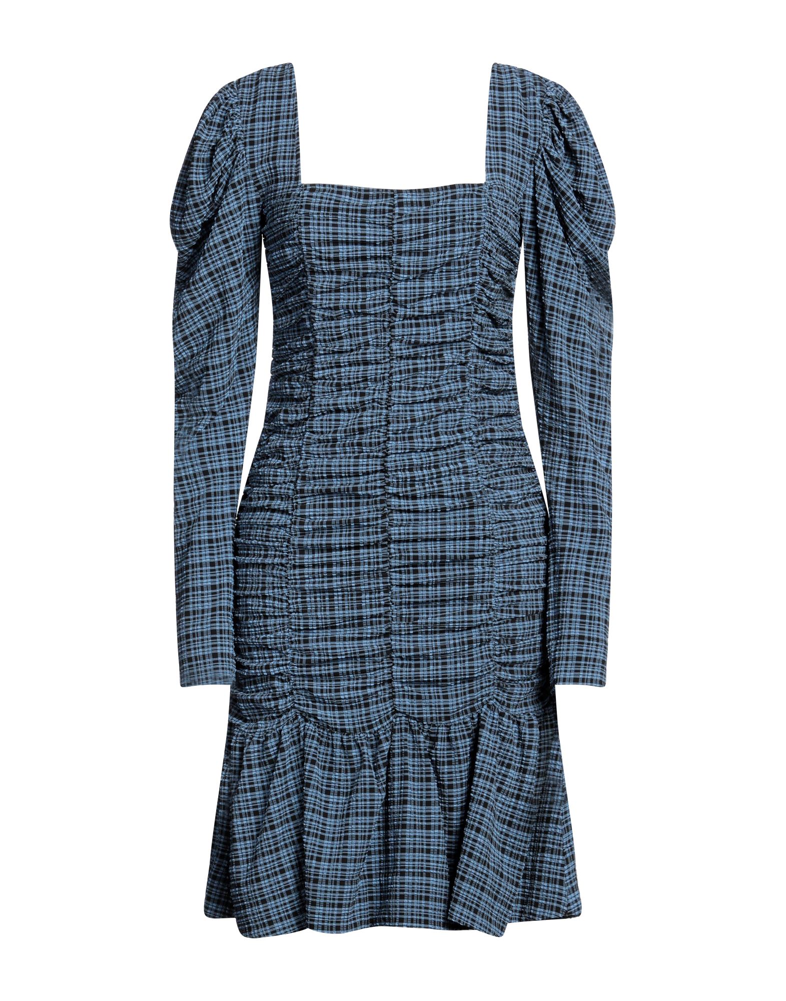 크레이프, 주름효과, 체크, 스퀘어 네크라인, 롱 슬리브, 안감없음, 지퍼 클로저, 포켓 없음, 스트레치, 펜슬 스커트. 이미지