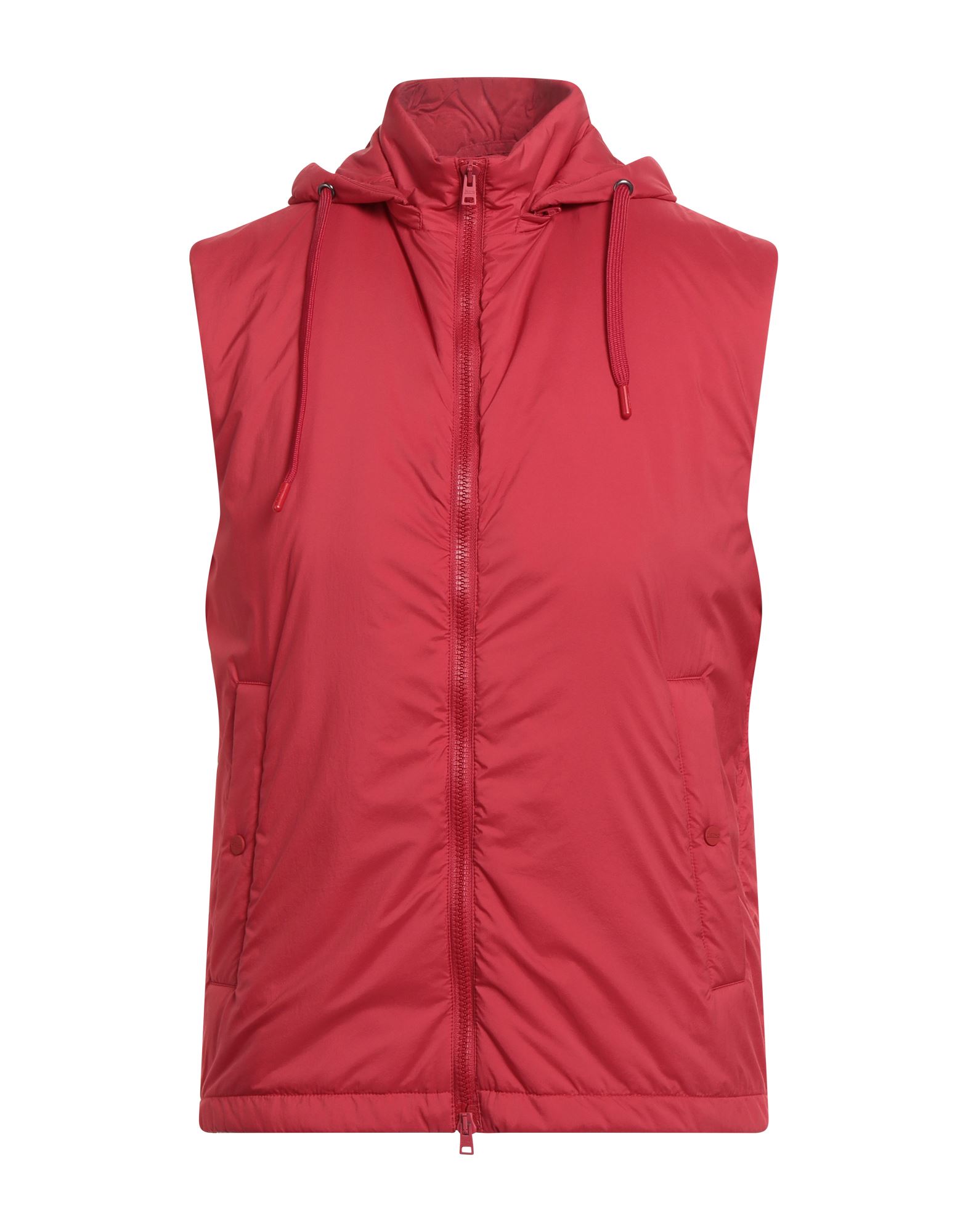 테크니컬 패브릭, 장식 부착 없음, 솔리드 컬러, 목 부분의 분리 가능한 후드, 슬리브리스, 합성 충전재, 라이트 패딩, 지퍼 여밈, 슬릿 포켓, 드라이클리닝, 표백 금지, 건조기 사용불가. 이미지