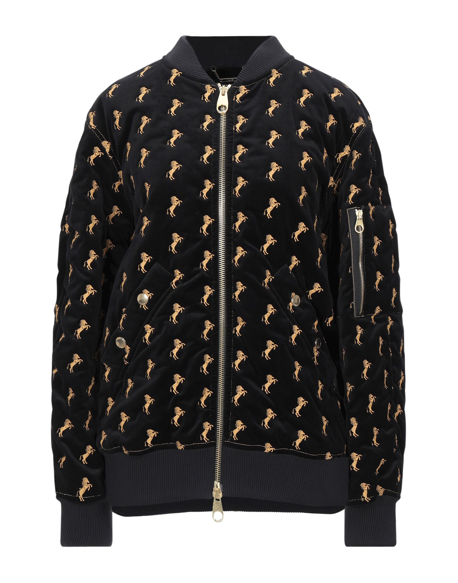 보머 자켓, 벨벳, 투톤 패턴, 자수 장식, 크루넥, 싱글브레스티드, 롱 슬리브, 합성 충전재, 지퍼 여밈, 멀티 포켓, 스트레치, 손세탁 또는 드라이클리닝, 건조기 사용불가, 이 브랜드는 사이즈가 크게 나옵니다. 이미지