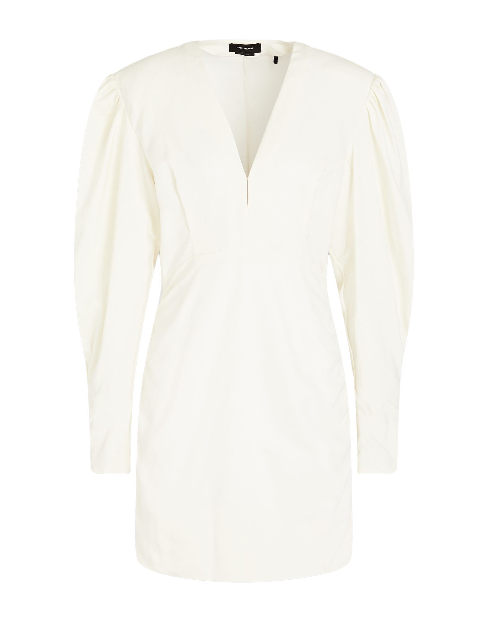 우븐, 개더 디테일, 솔리드 컬러, v 네크라인, 롱 슬리브, 안감없음, 지퍼 여밈, 포켓 없음, 스트레치, 드라이클리닝, 표백 금지, 건조기 사용불가, 바디콘 드레스. 이미지