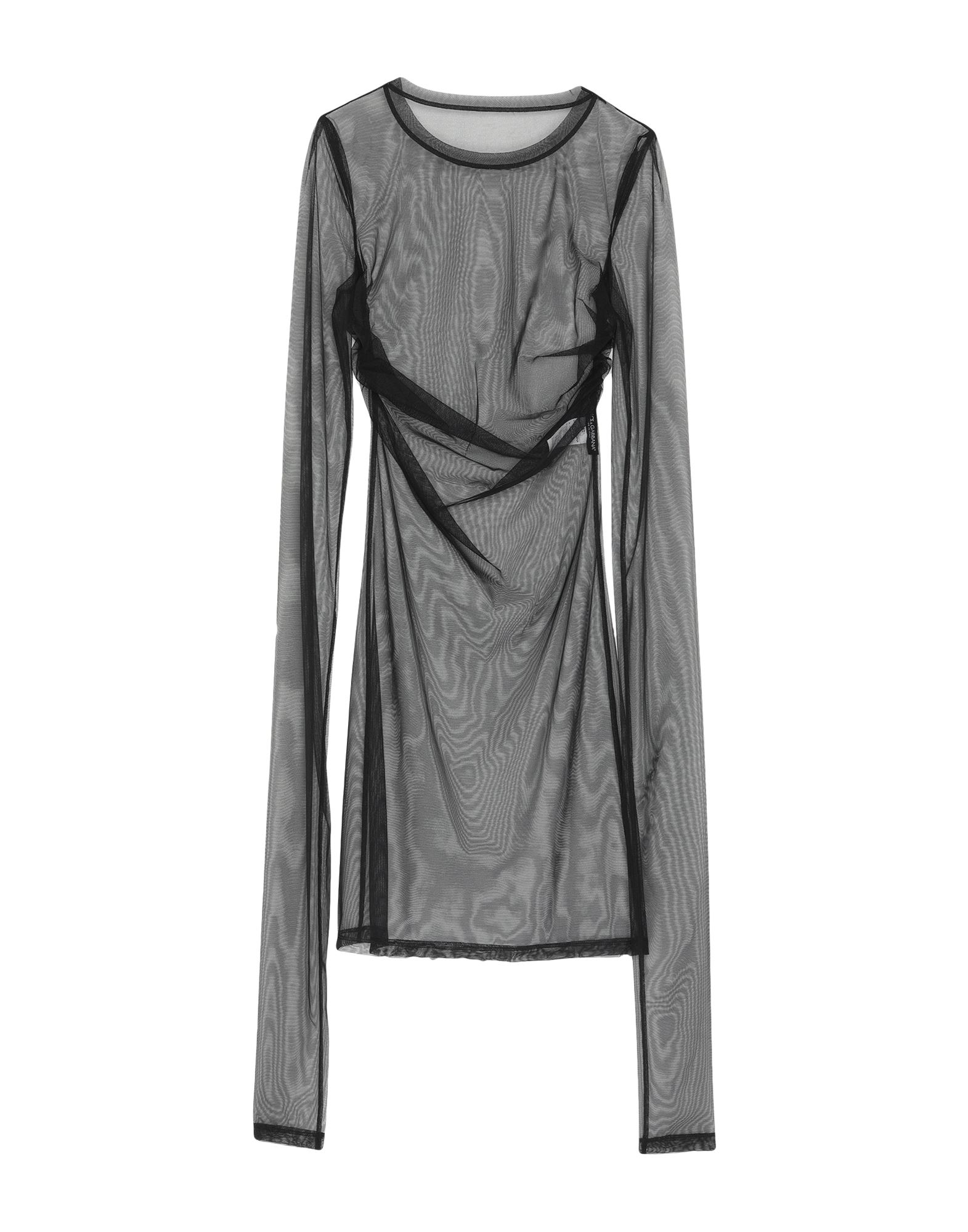 튤, 장식 부착 없음, 솔리드 컬러, 라운드 네크라인, 롱 슬리브, 포켓 없음, 안감없음, 스트레치. 이미지