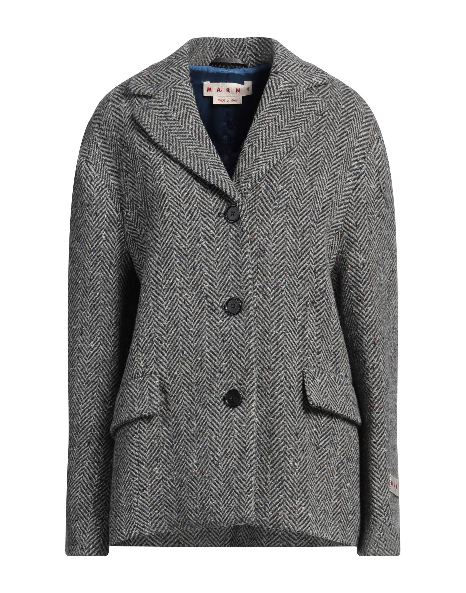 싱글 브레스티드 코트, 울, 헤링본, 장식 부착 없음, 라펠, 롱 슬리브, 안감있음, 버튼 여밈, 플랩 포켓, 드라이클리닝, 표백 금지, 건조기 사용불가. 이미지