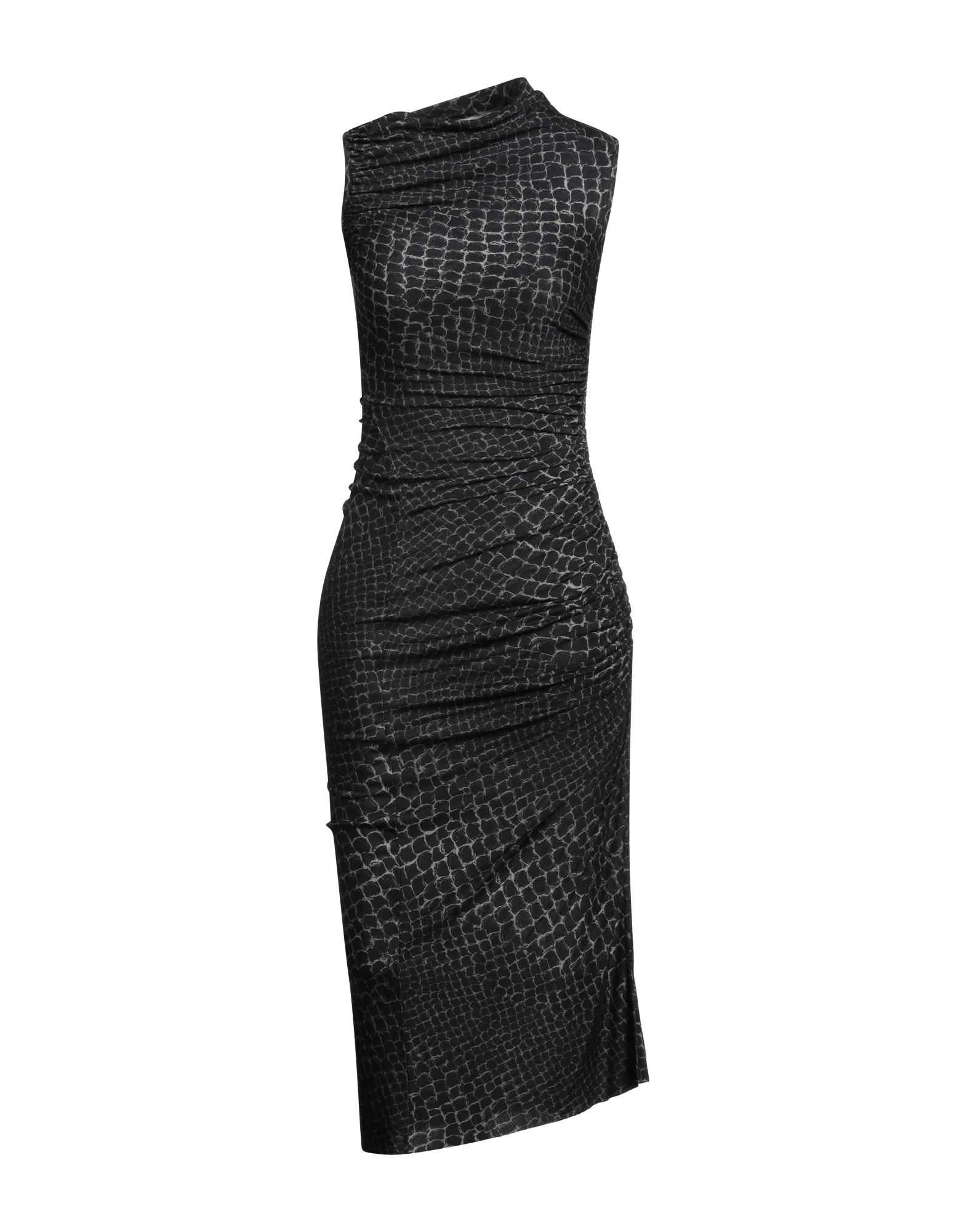 비대칭 디자인 드레스, 저지, 투톤 패턴, 개더 디테일, 크루넥, 슬리브리스, 안감없음, 사이드 슬릿, 손세탁 또는 드라이클리닝, 표백 금지, 건조기 사용불가. 이미지