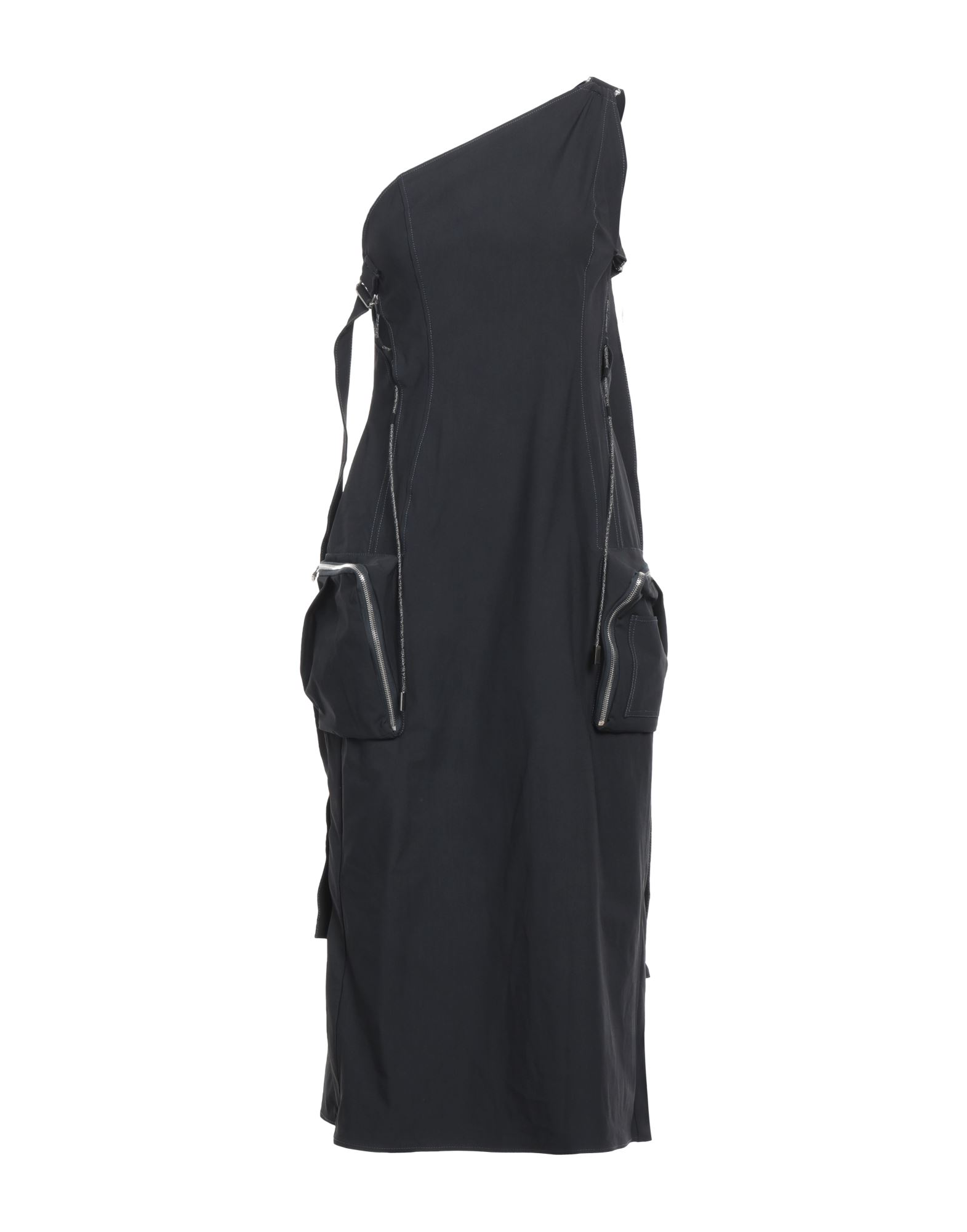 평직, 슬리브리스, 딥 네크라인, 스트랩, 솔리드 컬러, 버클. 이미지