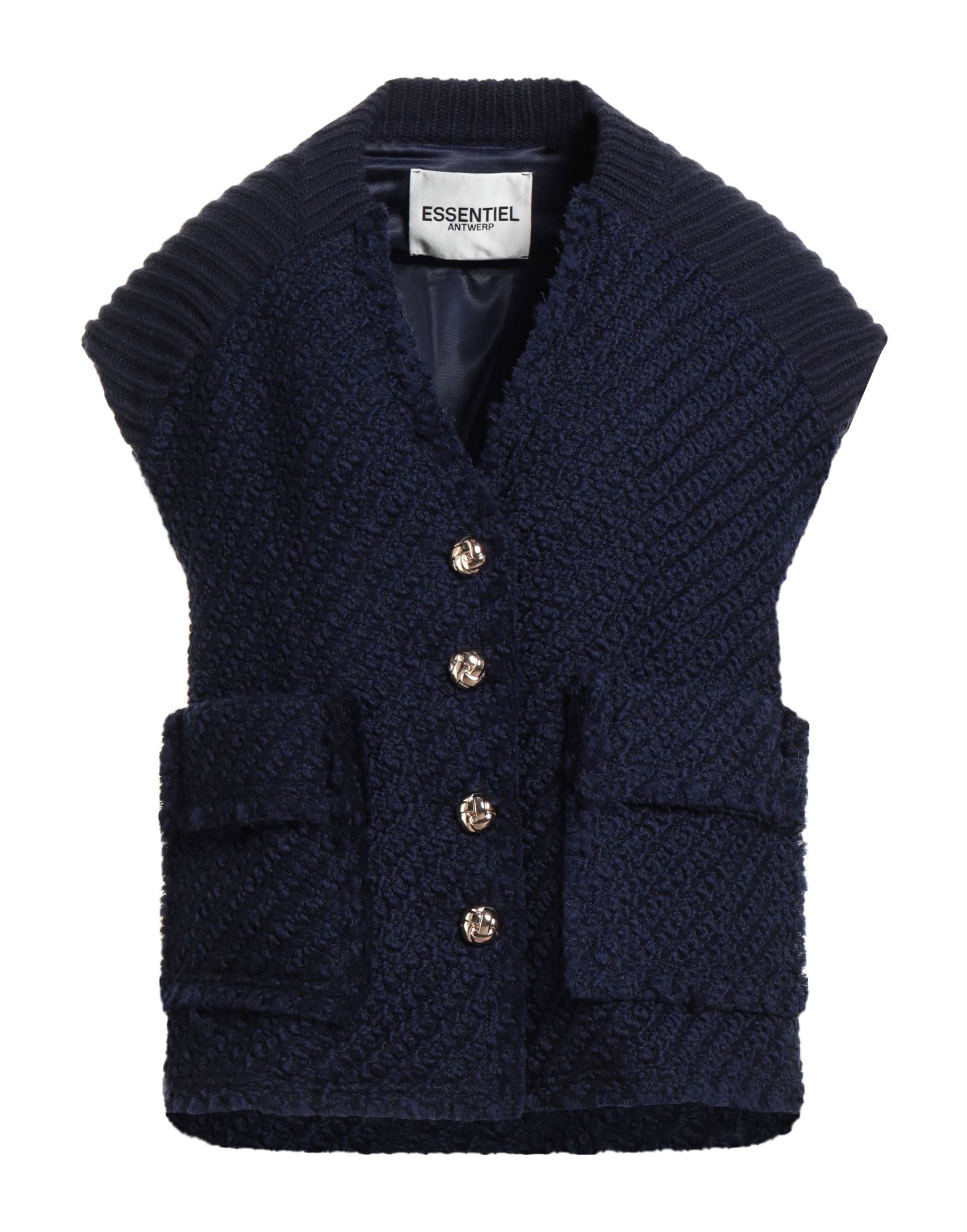 자켓, 부클레, 미디엄웨이트 니트, 장식 부착 없음, 솔리드 컬러, v 네크라인, 싱글브레스티드, 쇼트 슬리브, 안감있음, 버튼 여밈, 패치 포켓, 손세탁, 표백 금지, 건조기 사용불가, 이 브랜드는 사이즈가 크게 나옵니다. 이미지