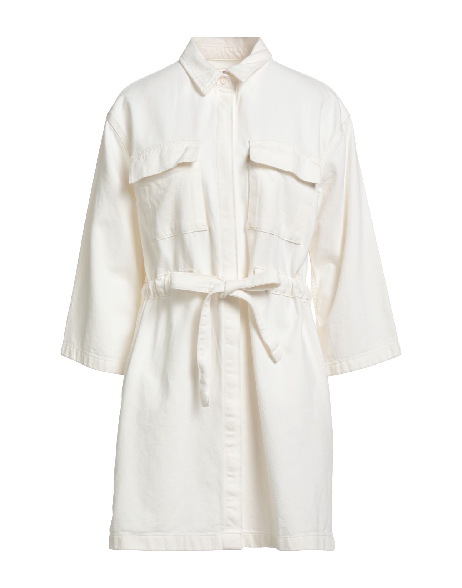 셔츠 드레스, 데님, 솔리드 컬러, 장식 부착 없음, 클래식 칼라, 컬러 워싱, 롱 슬리브, 안감없음, 히든 버튼 여밈, 드로스트링 웨이스트, 포켓 2개, 슬릿 포켓, 세탁기 세탁 또는 드라이클리닝, 표백 금지, 건조기 사용가능. 이미지