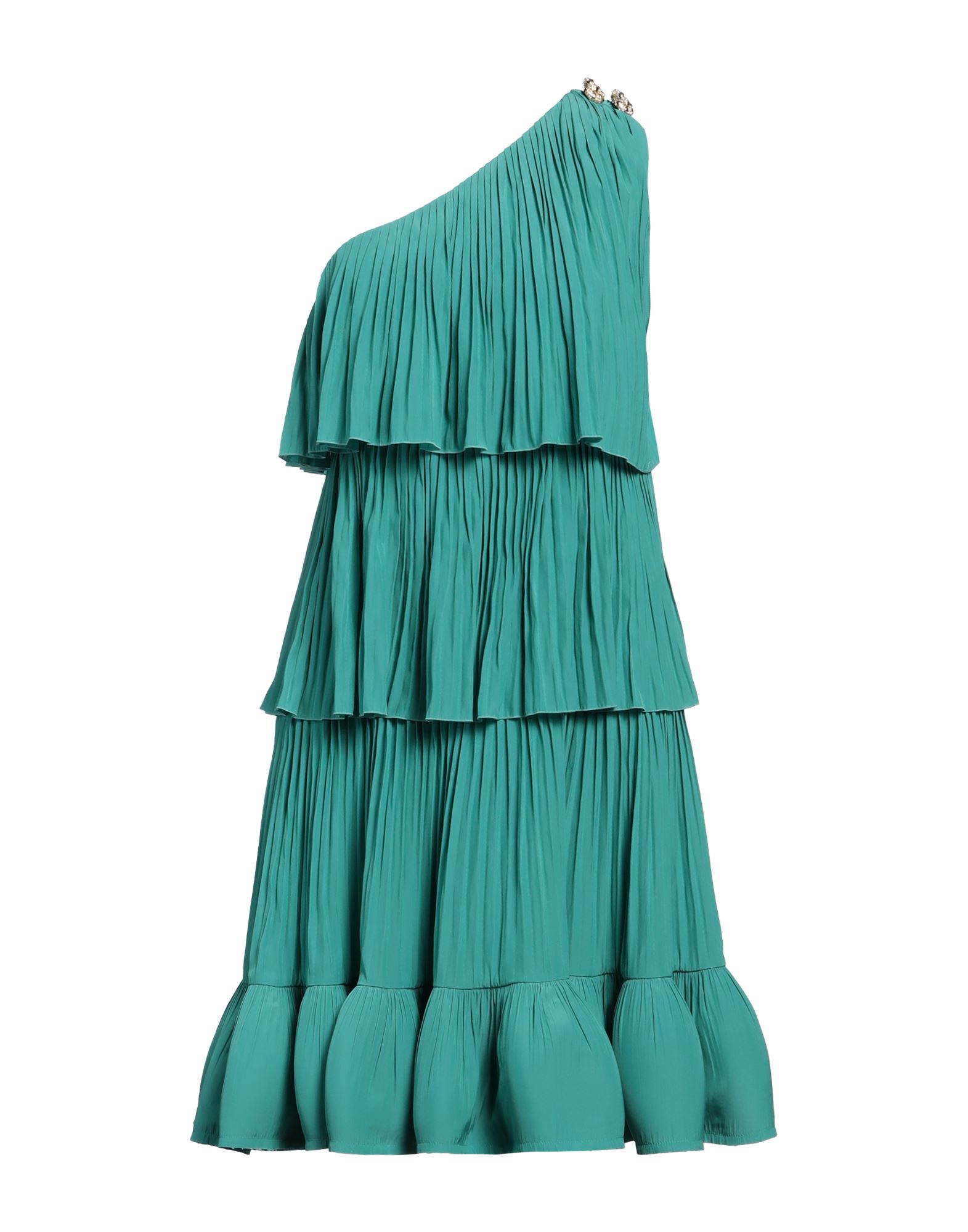 원숄더 드레스, 크레이프 드 신, 솔리드 컬러, 주름 가공, 티어드, 안감있음, 지퍼 여밈, 드라이클리닝, 표백 금지, 건조기 사용불가, 스타일과 우아함 그리고 화려함이 어우러진 멋진 파티 룩을 연출해줄 피스. 이미지