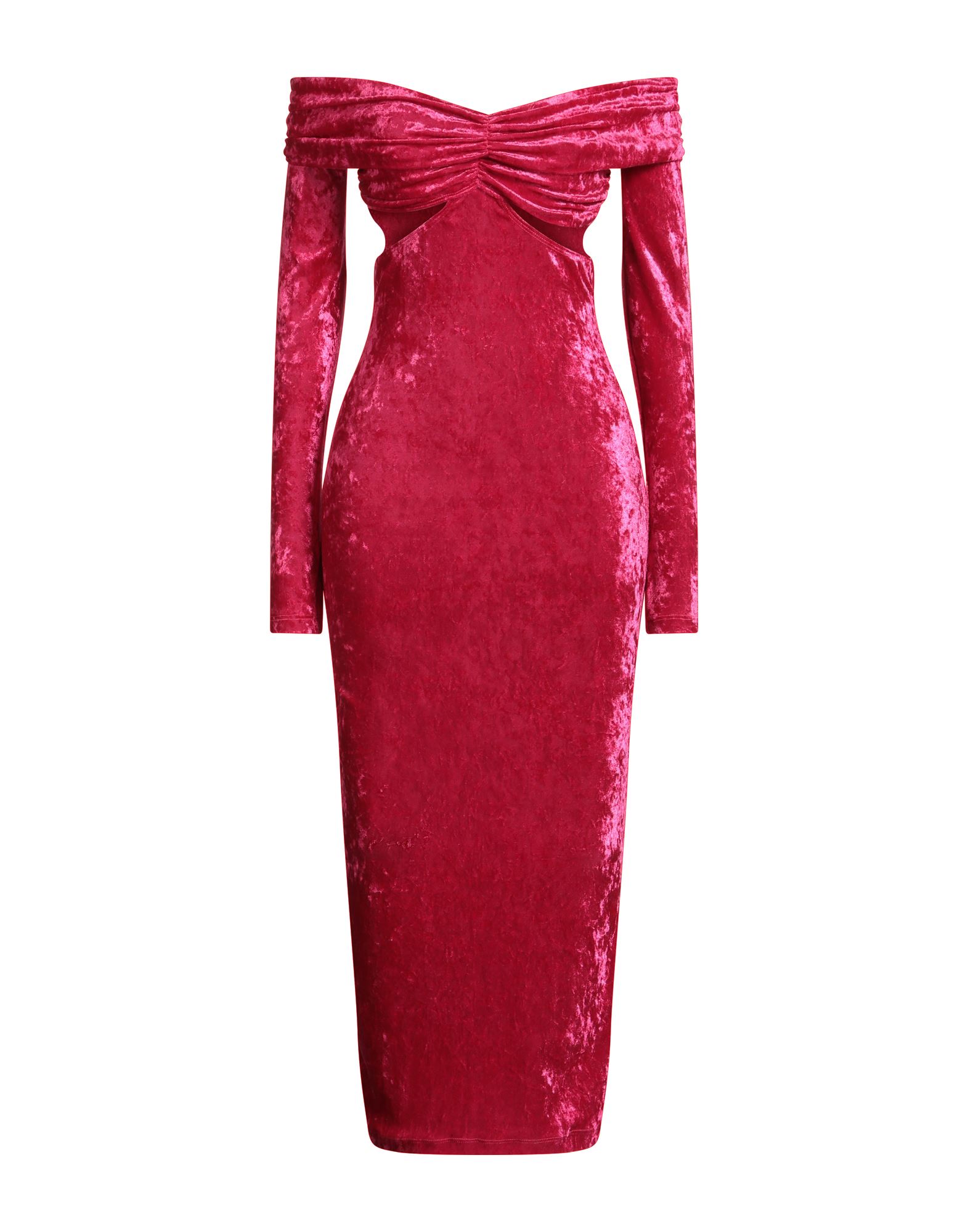 바디콘 드레스, 셔닐, 스트레치 패브릭, 장식 디테일 솔리드 컬러, 디테쳐블 디테일, 드레이프 네크라인, 롱 슬리브, 안감없음, 드라이클리닝, 표백 금지, 건조기 사용불가. 이미지