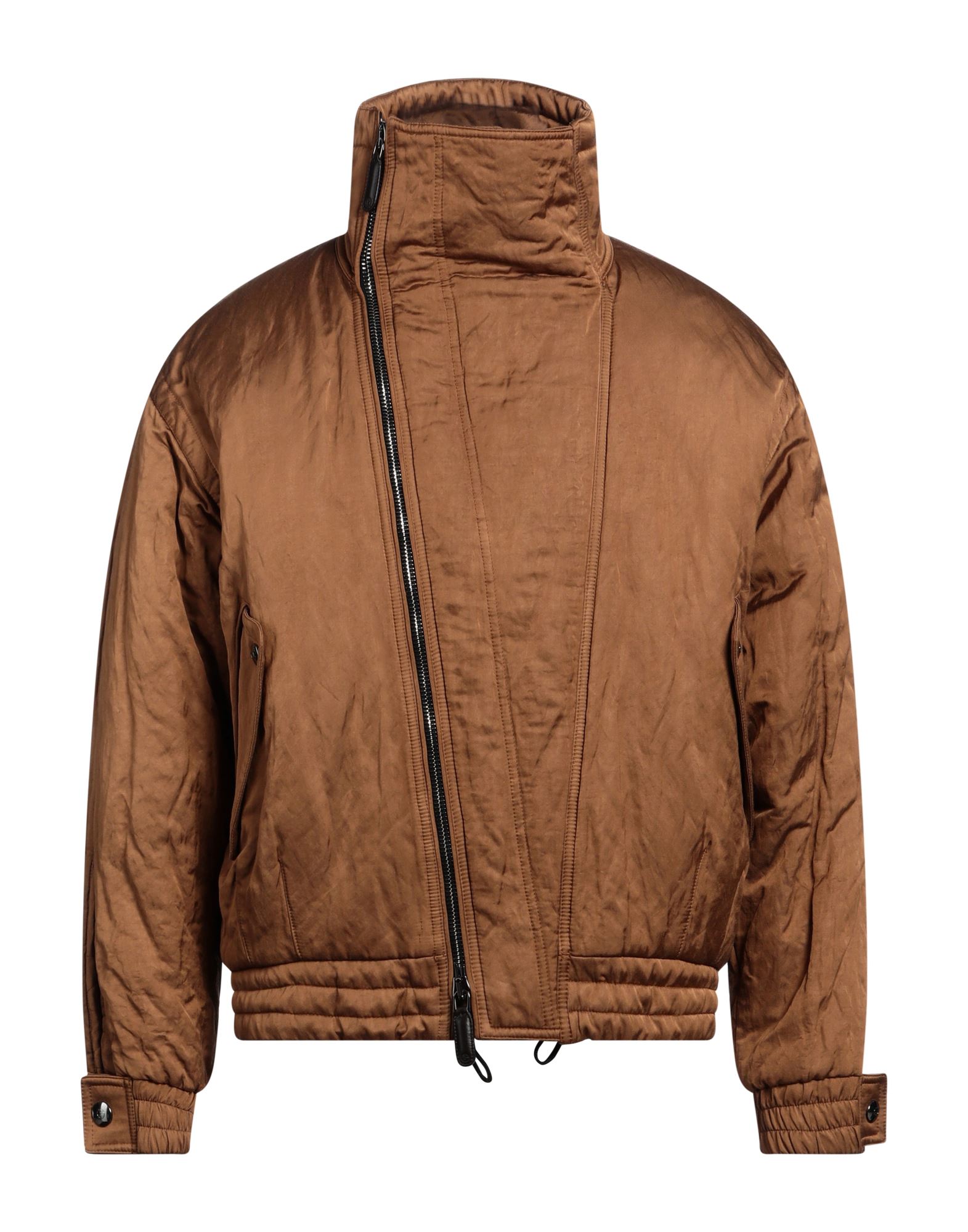 캐주얼 자켓, 새틴, 자수 로고 장식, 솔리드 컬러, 터틀넥, 싱글브레스티드, 롱 슬리브, 안감있음, 지퍼 여밈, 멀티 포켓, 드라이클리닝, 표백 금지, 건조기 사용불가. 이미지