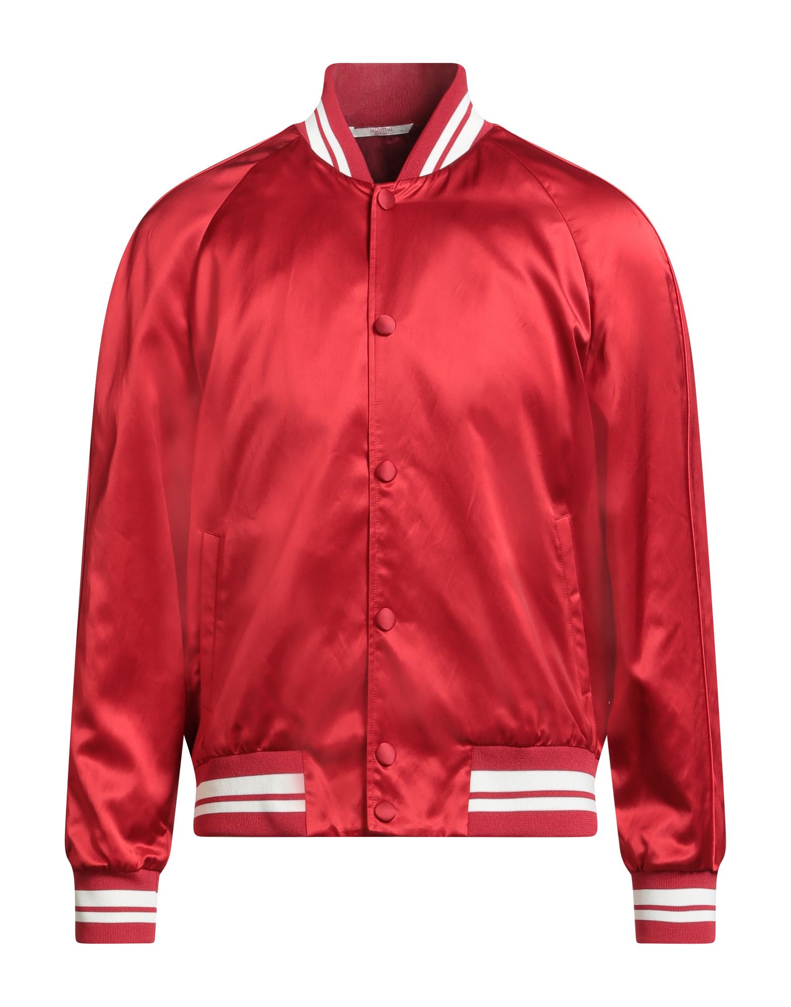 바시티 자켓, 새틴, 브랜드 로고, 니트 트리밍, 스터드, 프린트 디테일 솔리드 컬러, 크루넥, 롱 슬리브, 안감있음, 스냅버튼 여밈, 슬릿 포켓, 내부 포켓, 드라이클리닝, 건조기 사용불가. 이미지