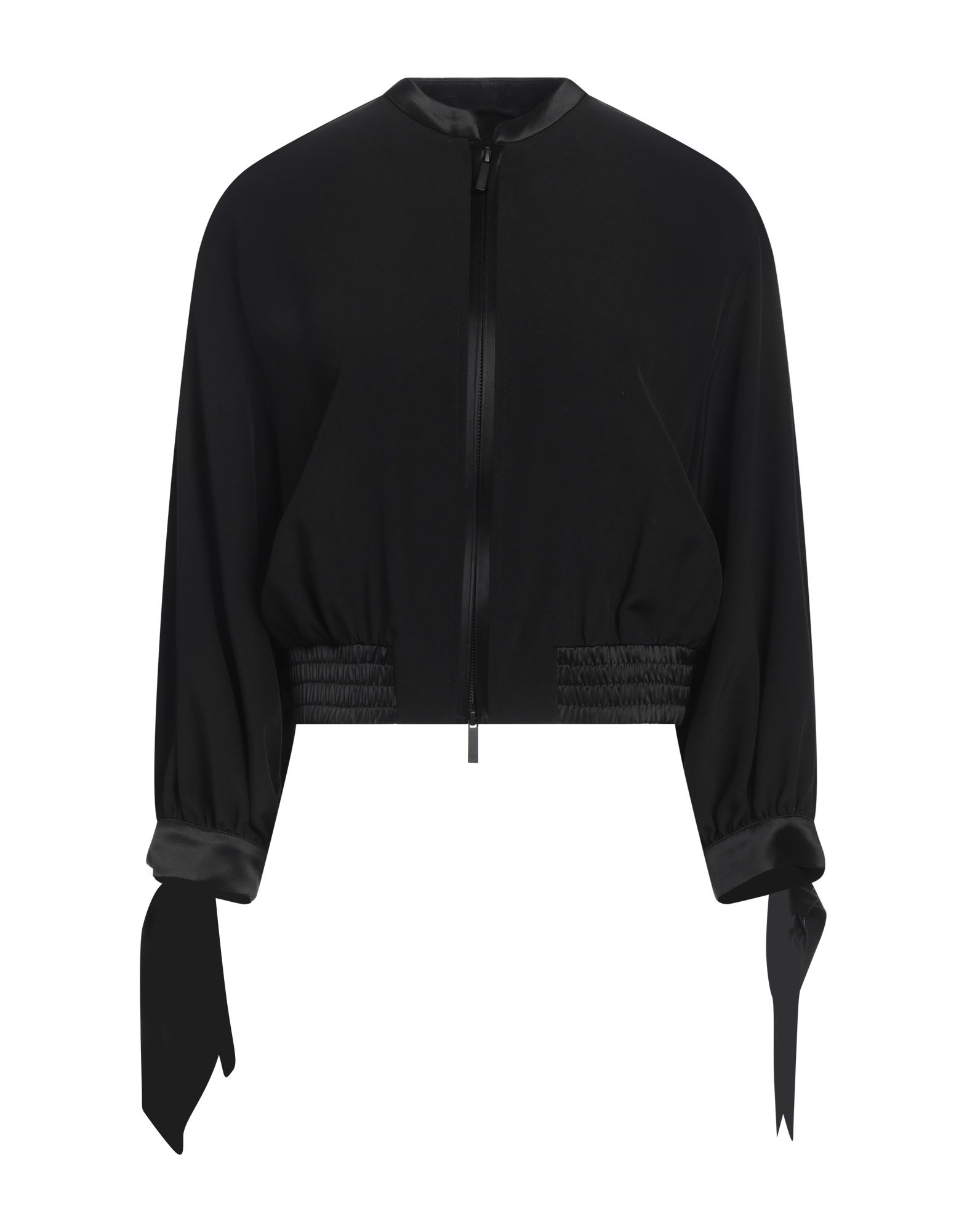 자켓, 크레이프 드 신, 솔리드 컬러, 장식 부착 없음, 크루넥, 싱글브레스티드, 롱 슬리브, 안감없음, 지퍼 여밈, 멀티 포켓, 드라이클리닝, 표백 금지, 건조기 사용불가. 이미지