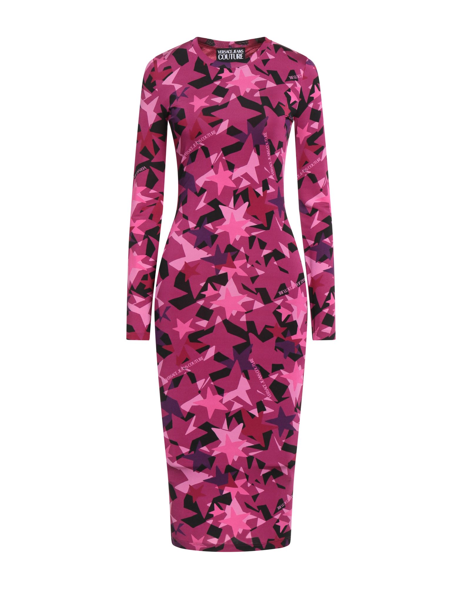 바디콘 드레스, 저지, 멀티컬러 패턴, 브랜드 로고, 크루넥, 롱 슬리브, 안감있음, 드라이클리닝, 표백 금지, 건조기 사용불가. 이미지