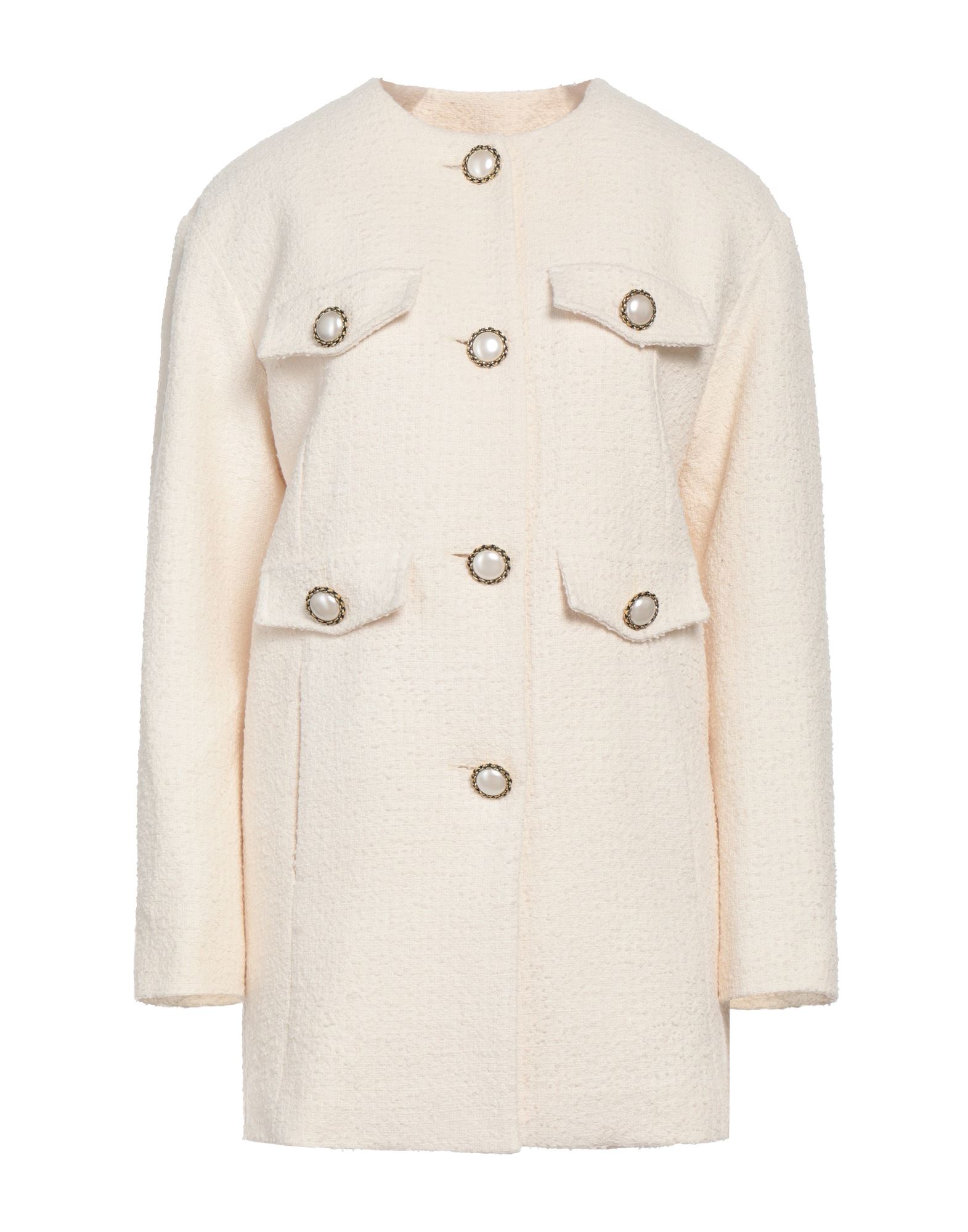 트위드, 장식 부착 없음, 솔리드 컬러, 크루넥, 싱글브레스티드, 롱 슬리브, 안감있음, 버튼 여밈, 멀티 포켓, 싱글브레스티드 자켓. 이미지