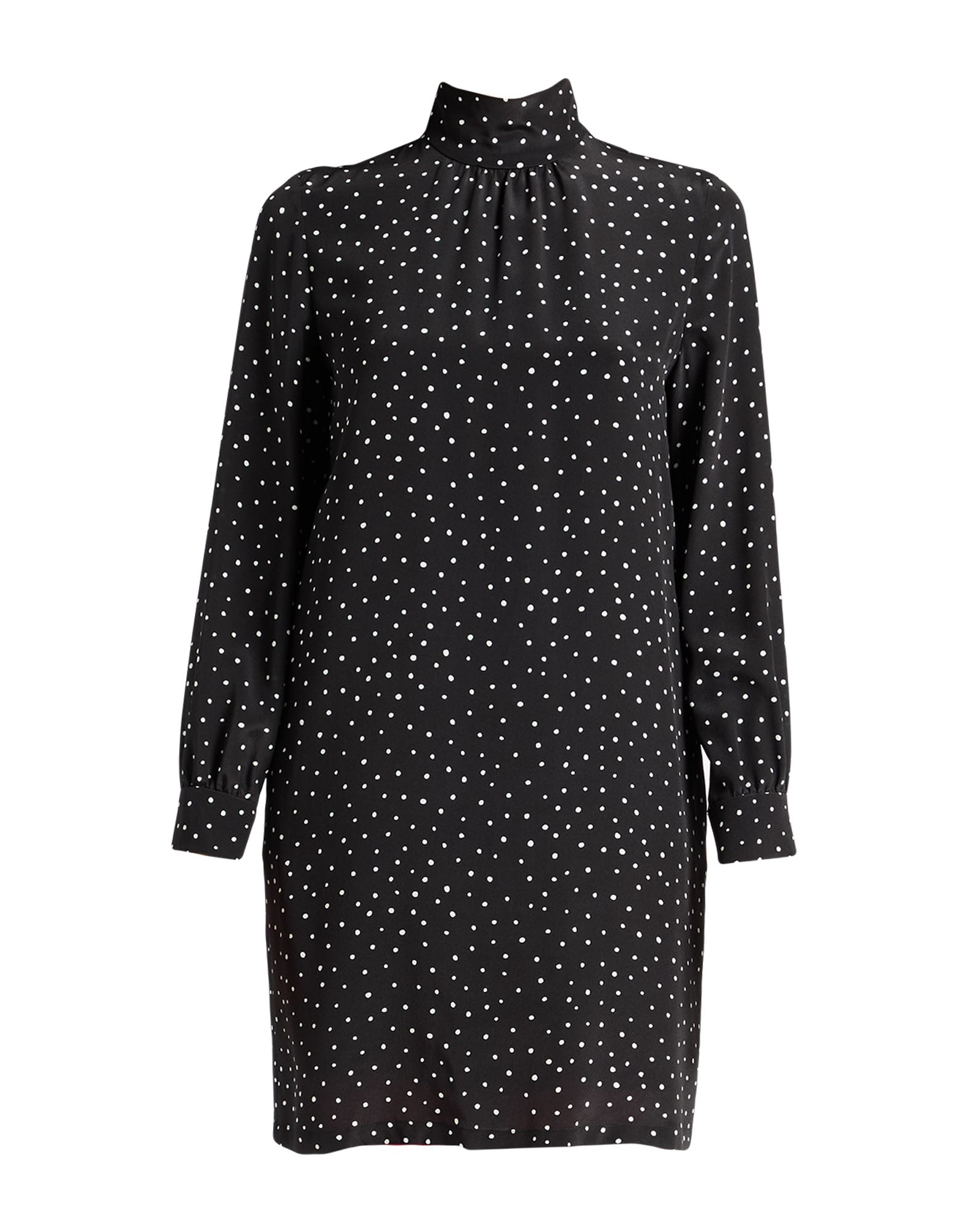 원피스 & 드레스, 크레이프, 폴카도트, 장식 부착 없음, 터틀넥, 롱 슬리브, 안감있음, 버튼 여밈, 손세탁 또는 드라이클리닝, 표백 금지, 건조기 사용불가. 이미지