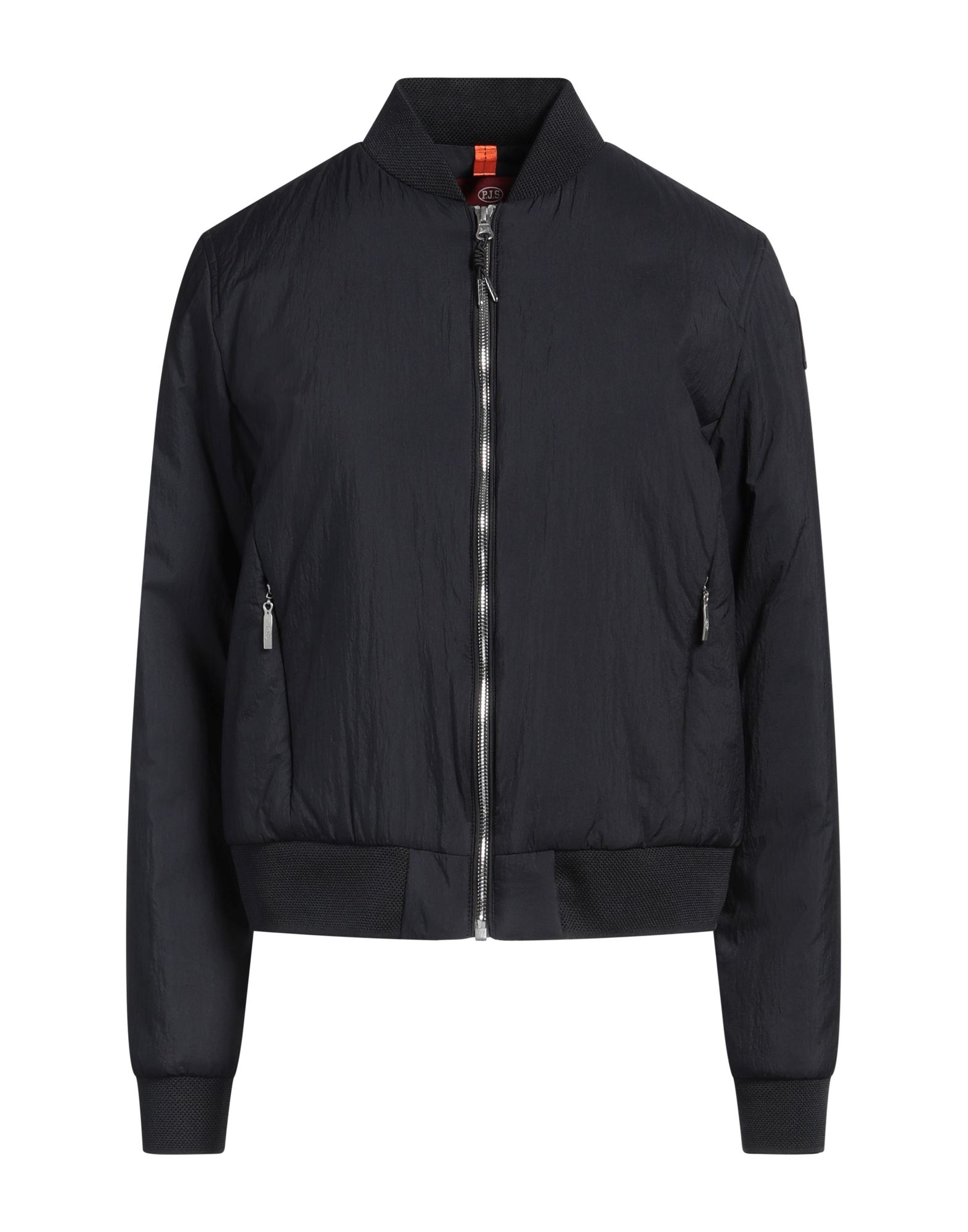 보머 자켓, 테크니컬 패브릭, 솔리드 컬러, 브랜드 로고, 크루넥, 싱글브레스티드, 롱 슬리브, 합성 충전재, 지퍼 여밈, 지퍼 포켓, 세탁기로 세탁, 표백 금지, 건조기 사용불가, 다림질 금지. 이미지