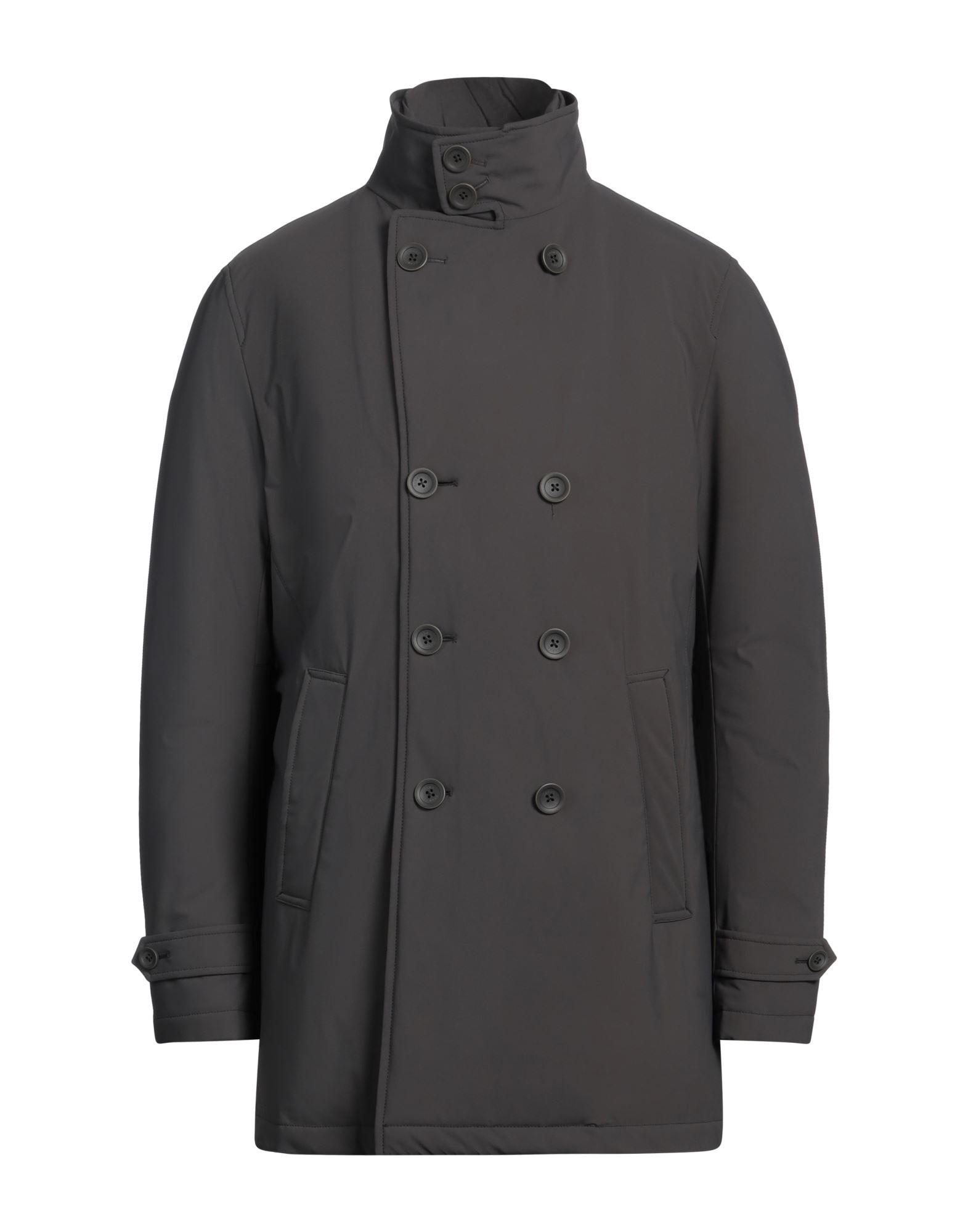 쇼트 다운 자켓, 테크니컬 패브릭, 솔리드 컬러, 장식 부착 없음, 후드, 싱글브레스티드, 롱 슬리브, 구스 다운 내장, 지퍼 여밈, 멀티 포켓, 스트레치, 동물성 비섬유 자재 함유, 드라이클리닝, 표백 금지, 건조기 사용불가. 이미지