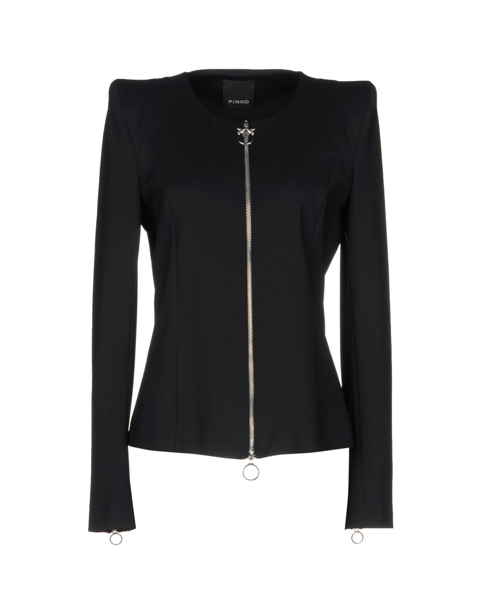 자켓, 저지, 스트레치 패브릭, 비즈, 장식 디테일 솔리드 컬러, 크루넥, 싱글브레스티드, 롱 슬리브, 지퍼 커프스, 안감있음, 지퍼 여밈, 포켓 없음, 드라이클리닝, 표백 금지, 건조기 사용불가. 이미지