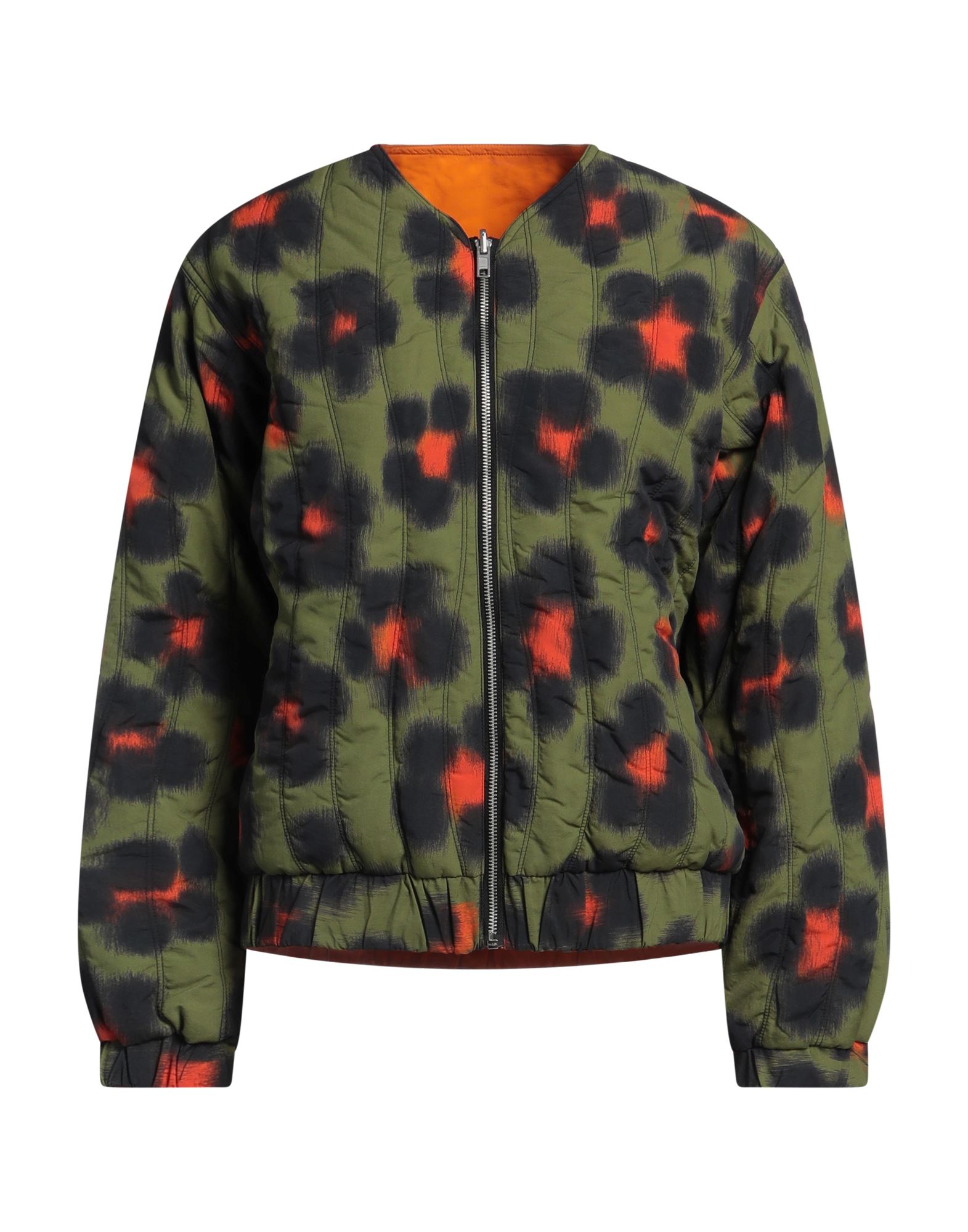 보머 자켓, 테크니컬 패브릭, 퀼팅, 더블 페이스, 브랜드 로고, 멀티컬러 패턴, 크루넥, 롱 슬리브, 합성 충전재, 라이트 패딩, 지퍼 여밈, 멀티 포켓, 손세탁 또는 드라이클리닝, 건조기 사용불가. 이미지