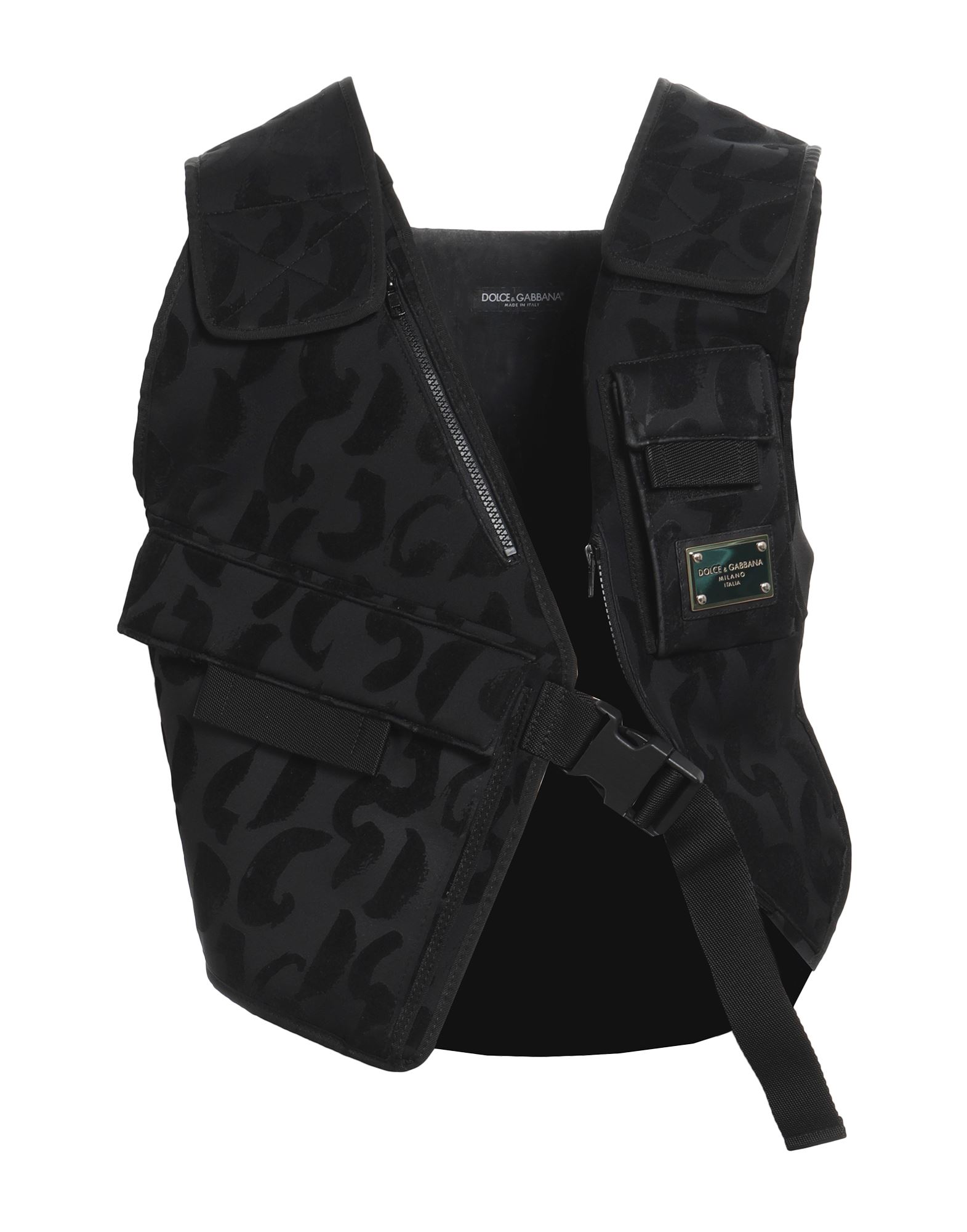 평직, 브랜드 로고, 솔리드 컬러, v 네크라인, 싱글브레스티드, 슬리브리스, 내부 패딩, 지퍼 클로저, 멀티 포켓, 기타 아우터웨어. 이미지