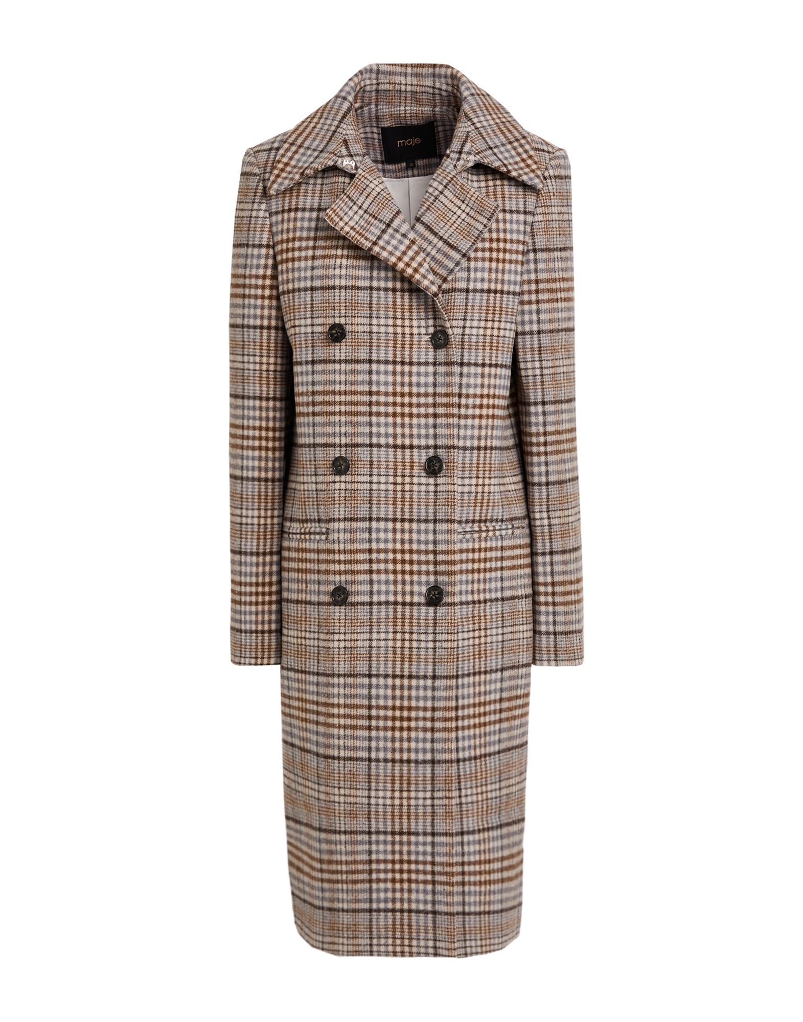 플란넬, 장식 부착 없음, 프린스 오브 웨일스, 라펠, 롱 슬리브, 안감있음, 버튼 여밈, 멀티 포켓, 드라이클리닝, 표백 금지, 건조기 사용불가, 더블 브레스티드 코트. 이미지