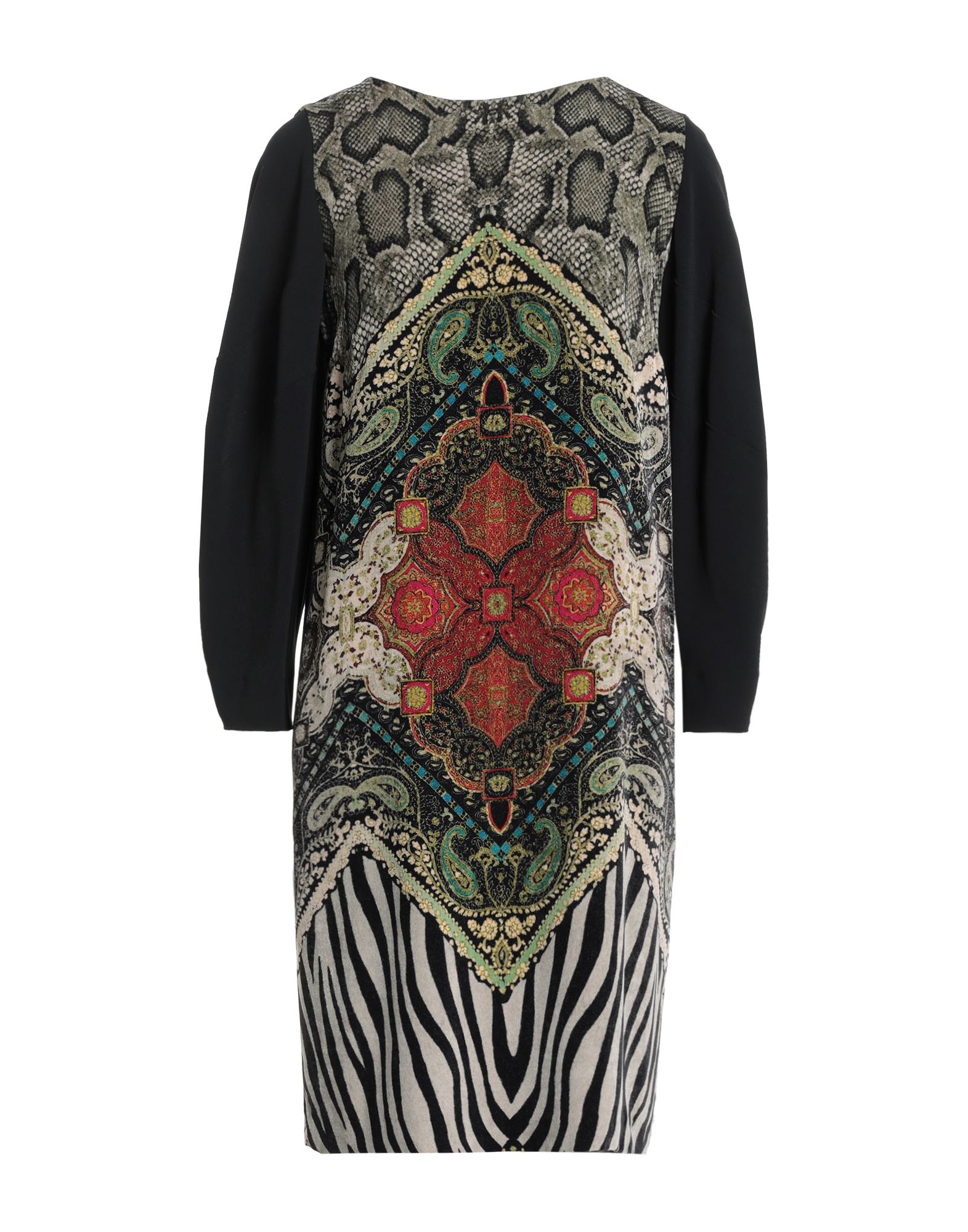 원피스 & 드레스, 벨벳, 저지, 멀티컬러 패턴, 장식 부착 없음, 보트 네크라인, 롱 슬리브, 안감있음, 지퍼 여밈, 후크 여밈, 드라이클리닝, 표백 금지, 건조기 사용불가. 이미지