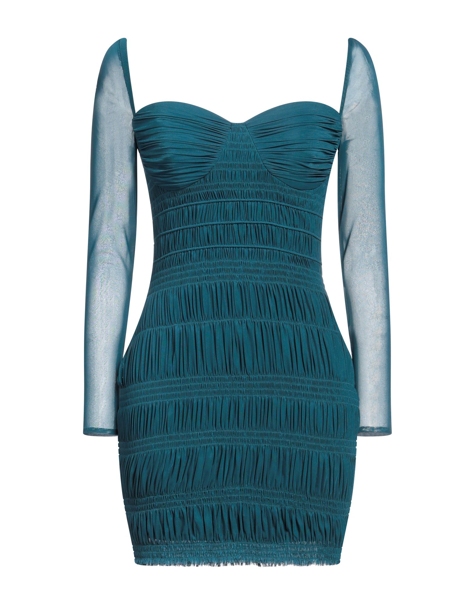 튤, 롱 슬리브, 딥 네크라인, 솔리드 컬러. 이미지