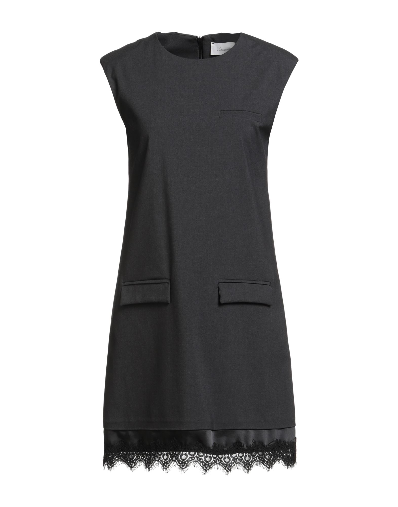 플레어 드레스, 우븐, 새틴, 스트레치 패브릭, 솔리드 컬러, 레이스 트리밍, 크루넥, 슬리브리스, 안감없음, 지퍼 여밈, 장식 포켓, 드라이클리닝, 표백 금지, 건조기 사용불가, 스타일과 우아함 그리고 화려함이 어우러진 멋진 파티 룩을 연출해줄 피스. 이미지