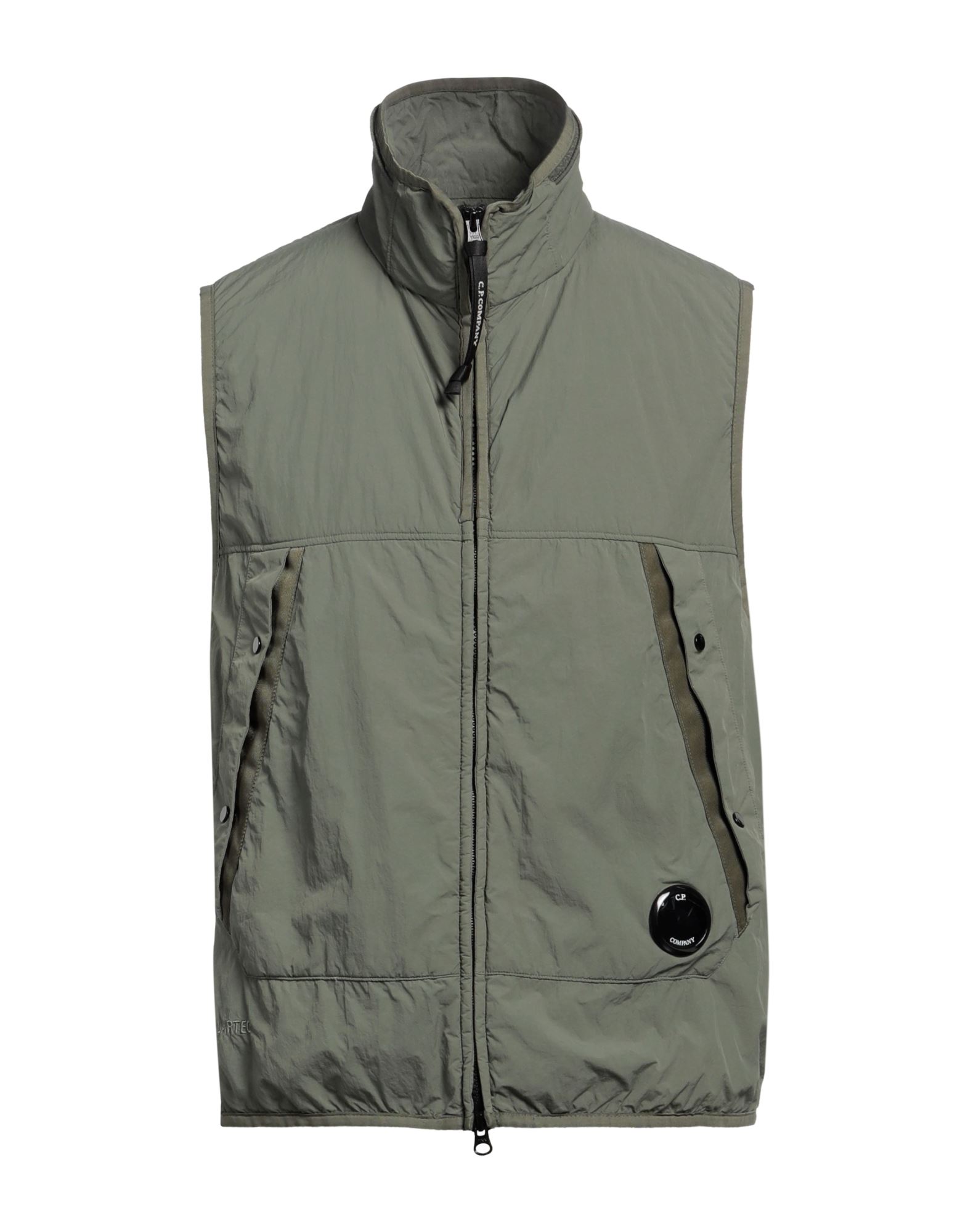 윈드브레이커, 테크니컬 패브릭, 솔리드 컬러, 브랜드 로고, 터틀넥, 슬리브리스, 안감있음, 지퍼 여밈, 멀티 포켓, 방수, 세탁기로 세탁, 건조기 사용불가. 이미지