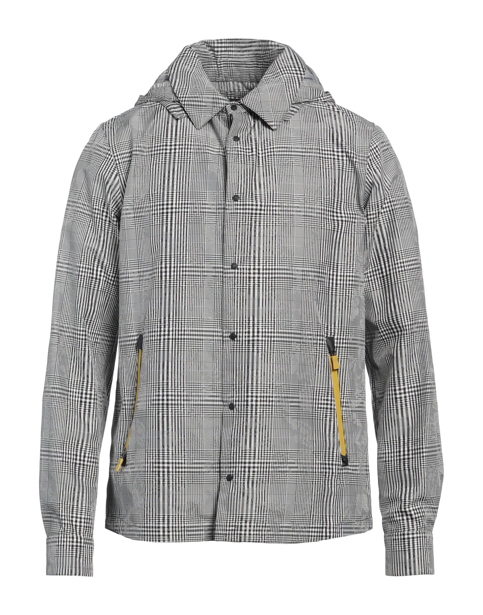 캐주얼 자켓, 테크니컬 패브릭, 프린스 오브 웨일스, 장식 부착 없음, 목 부분의 분리 가능한 후드, 싱글브레스티드, 롱 슬리브, 스냅버튼 커프스, 안감없음, 스냅버튼 여밈, 지퍼 포켓, 손세탁, 표백 금지, 건조기 사용불가. 이미지