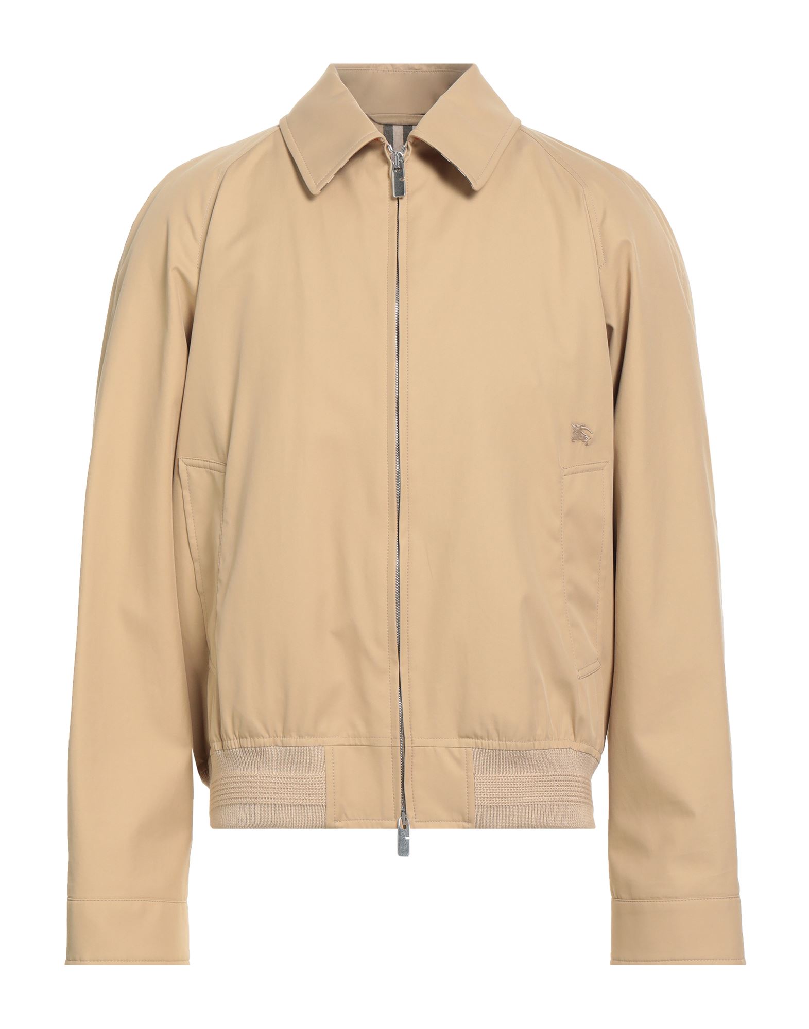 해링턴 자켓, 트윌, 자수 로고 장식, 니트 트리밍, 솔리드 컬러, 클래식 칼라, 롱 슬리브, 안감있음, 지퍼 여밈, 슬릿 포켓, 드라이클리닝, 표백 금지, 건조기 사용불가. 이미지