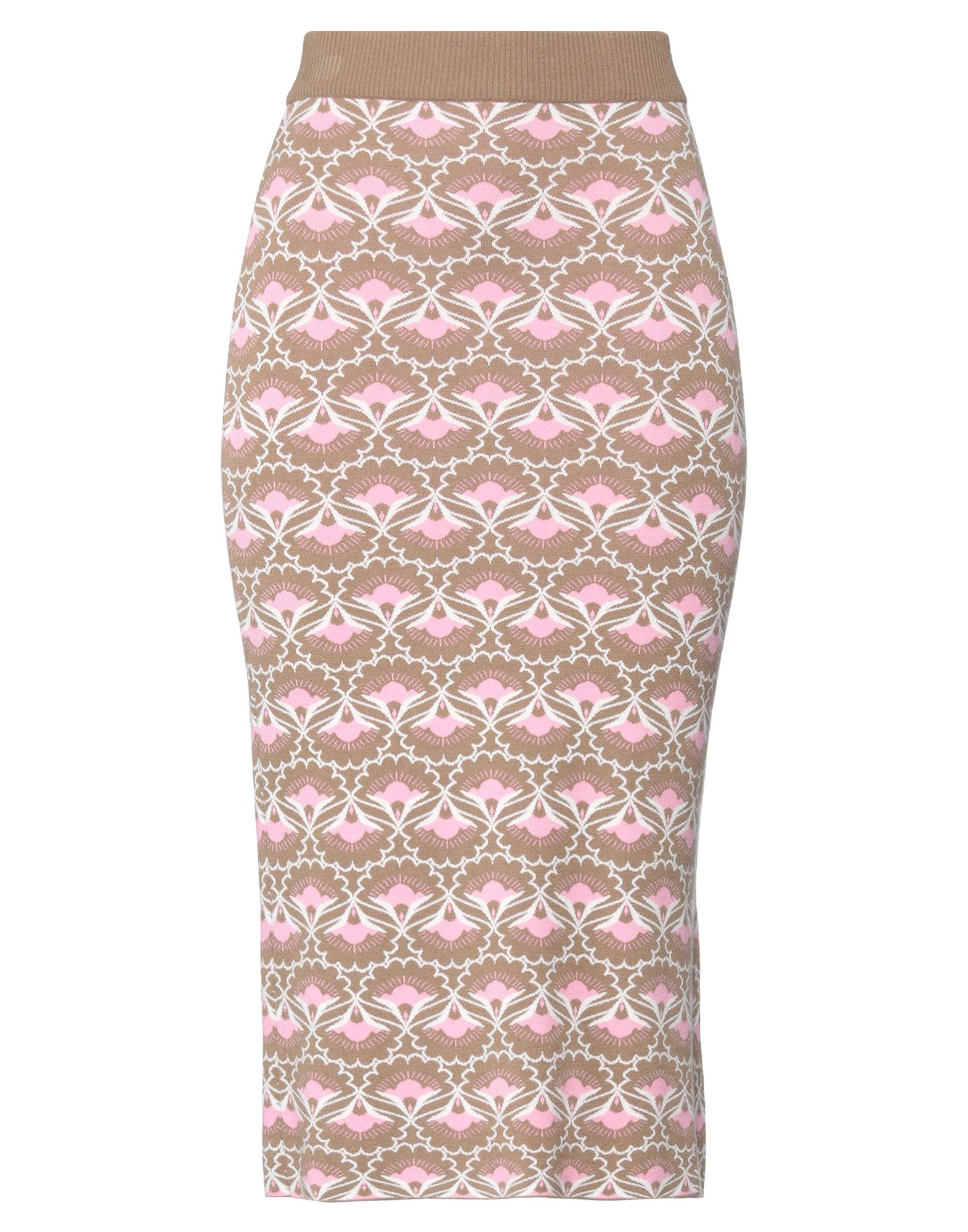 니트 소재, 라이트웨이트 니트, 장식 부착 없음, 플로럴 모티브, 엘라스틱 웨이스트, 안감없음, 사이드 슬릿, 포켓 없음, 스트레치, 펜슬 스커트. 이미지