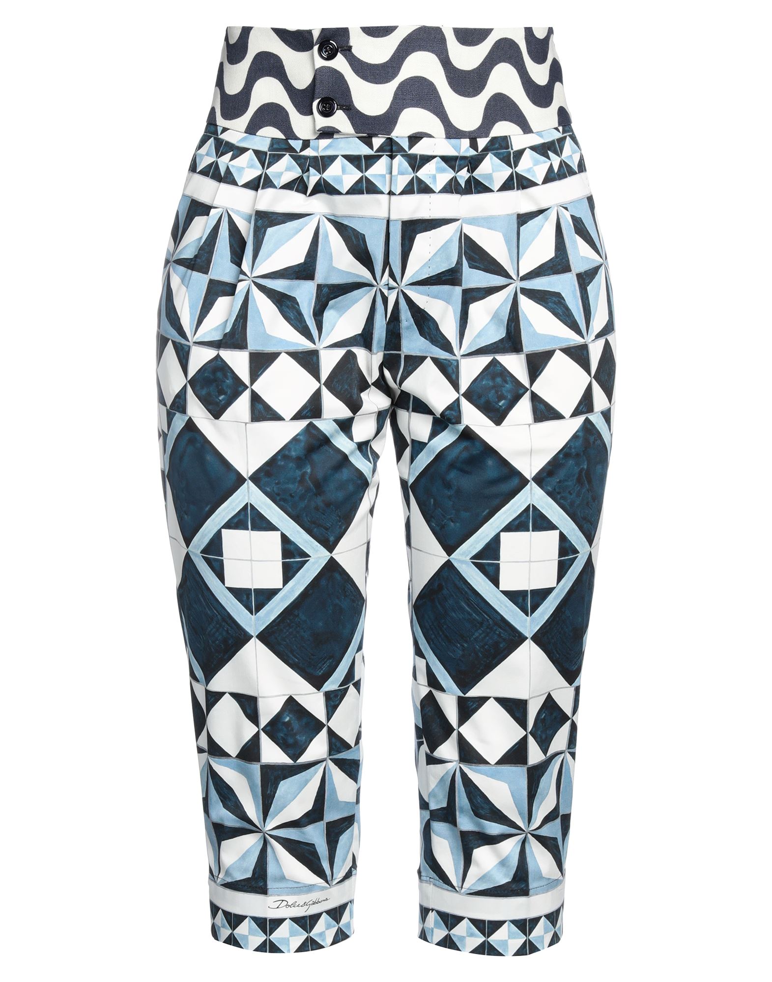 우븐, 다트, 기하학 패턴, 멀티컬러 패턴, 하이 웨이스트, 테이퍼드 레그, 레귤러 핏, 2 버튼, 지퍼 여밈, 멀티 포켓, 스트레치, 기타 바지. 이미지