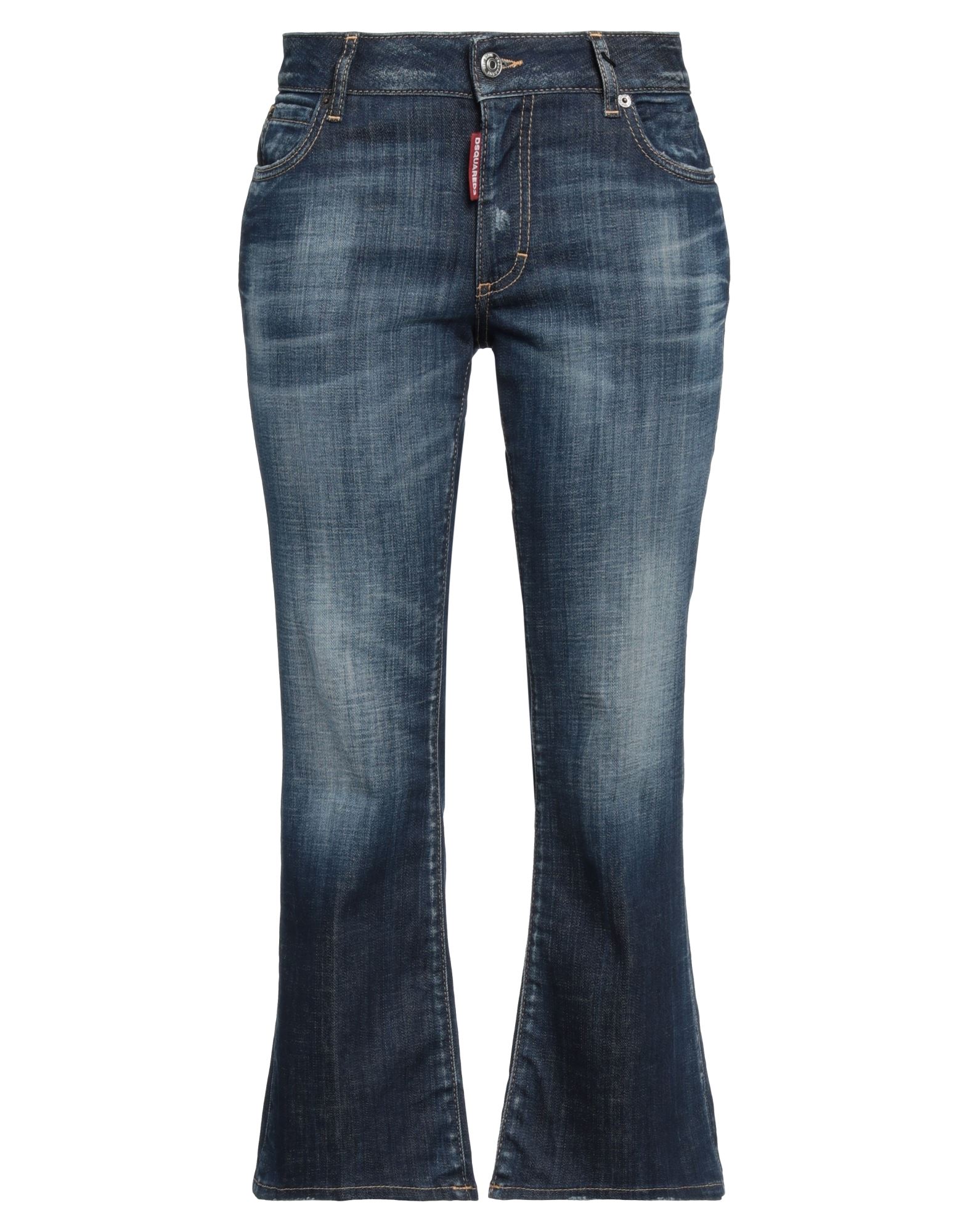 데님, 바랜 효과, 콘트라스트 디테일, 브랜드 로고, 솔리드 컬러, 다크 워싱, 노멀 웨이스트, 벨트 루프, 레귤러 핏, 지퍼 클로저, 1 버튼, 포켓 5개, 스트레치, 부츠컷 스타일. 이미지