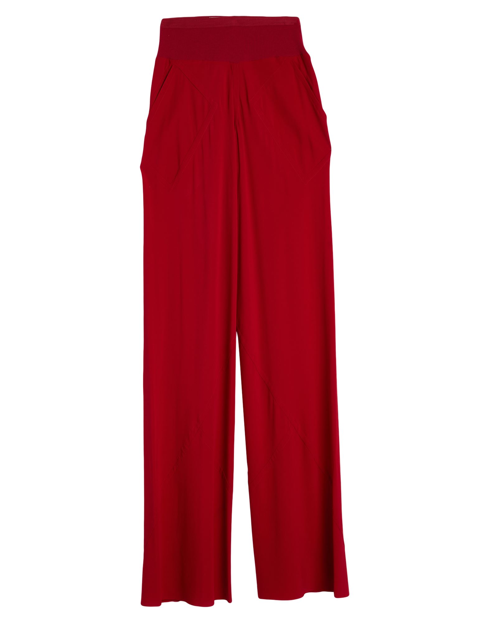 와이드 레그 팬츠, 니트 소재, 크레이프, 리브(rib) 조직, 라이트웨이트 니트, 솔리드 컬러, 장식 부착 없음, 노멀 웨이스트, 레귤러 핏, 멀티 포켓, 드라이클리닝, 표백 금지, 건조기 사용불가. 이미지