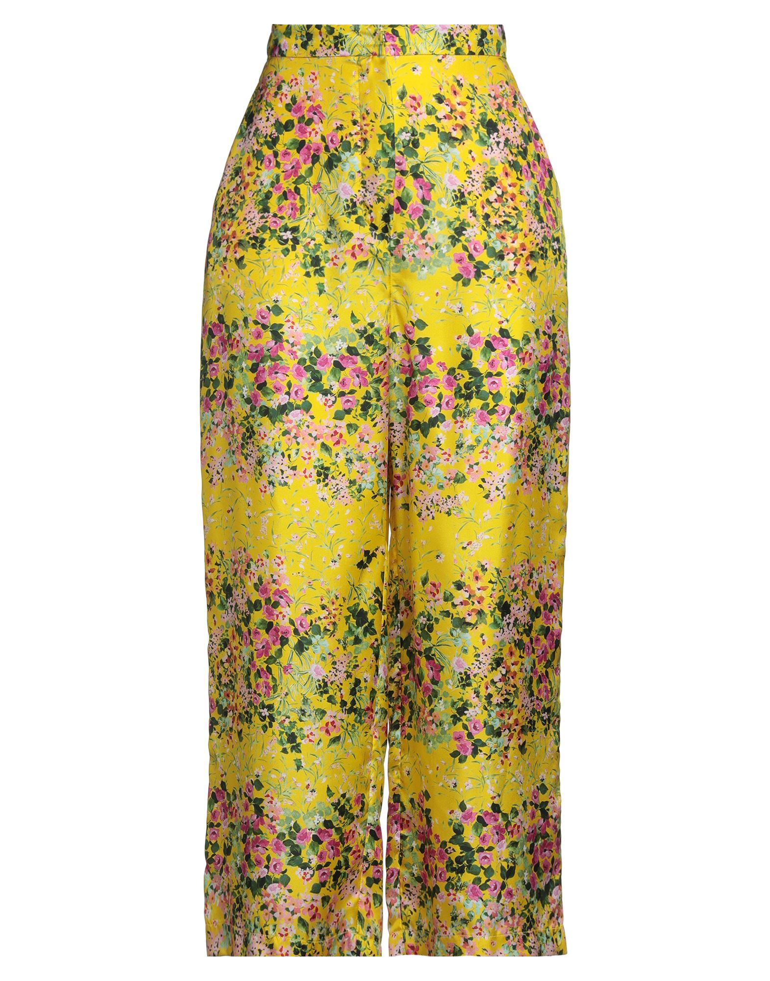 스트레이트 레그 팬츠, 트윌, 플로럴 모티브, 장식 부착 없음, 하이 웨이스트, 레귤러 핏, 지퍼 여밈, 후크 여밈, 슬릿 포켓, 드라이클리닝, 표백 금지, 건조기 사용불가. 이미지