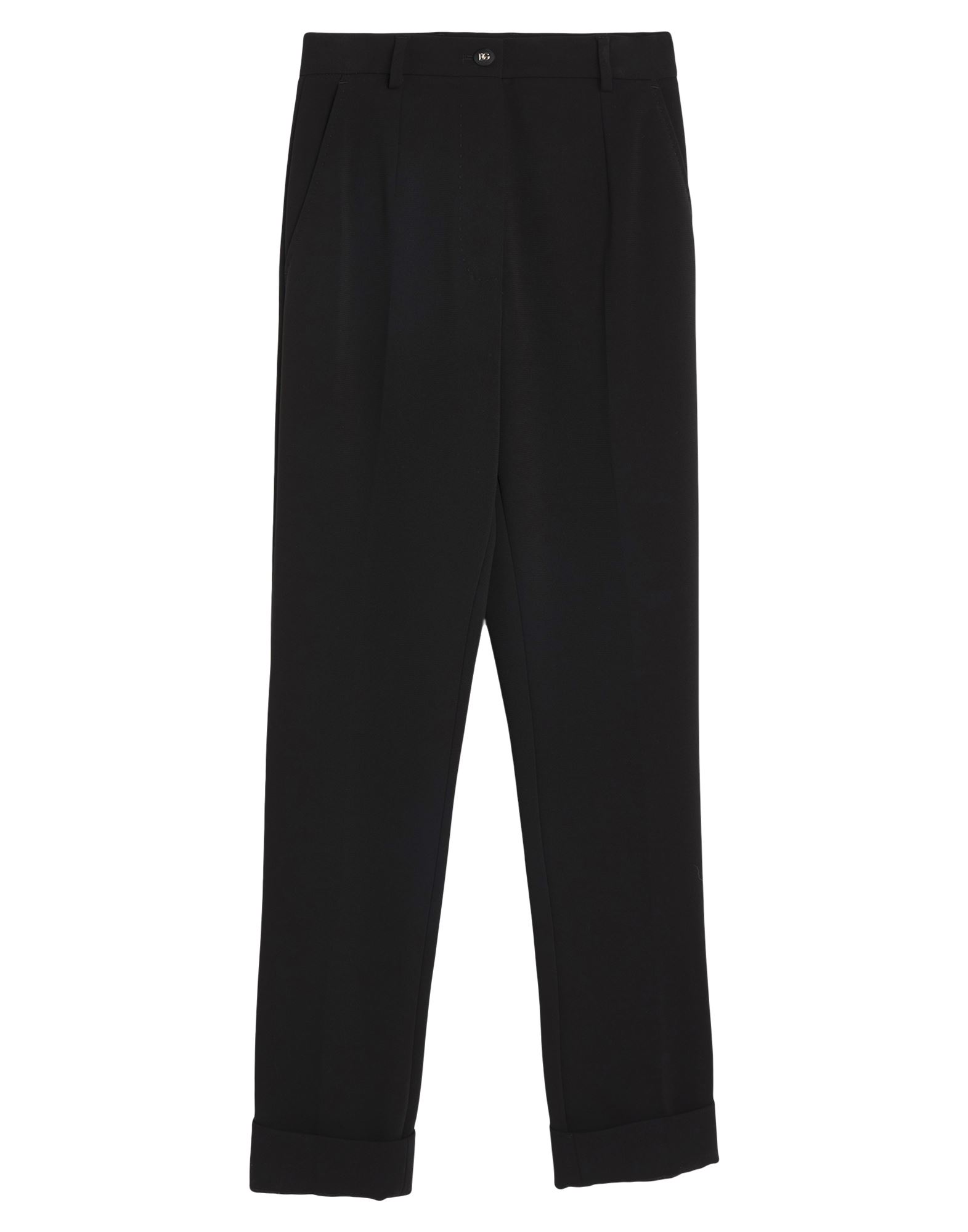 스트레이트 레그 팬츠, 크레이프, 솔리드 컬러, 장식 부착 없음, 하이 웨이스트, 레귤러 핏, 지퍼 여밈, 1 버튼, 멀티 포켓, 스트레치, 드라이클리닝, 표백 금지, 건조기 사용불가. 이미지