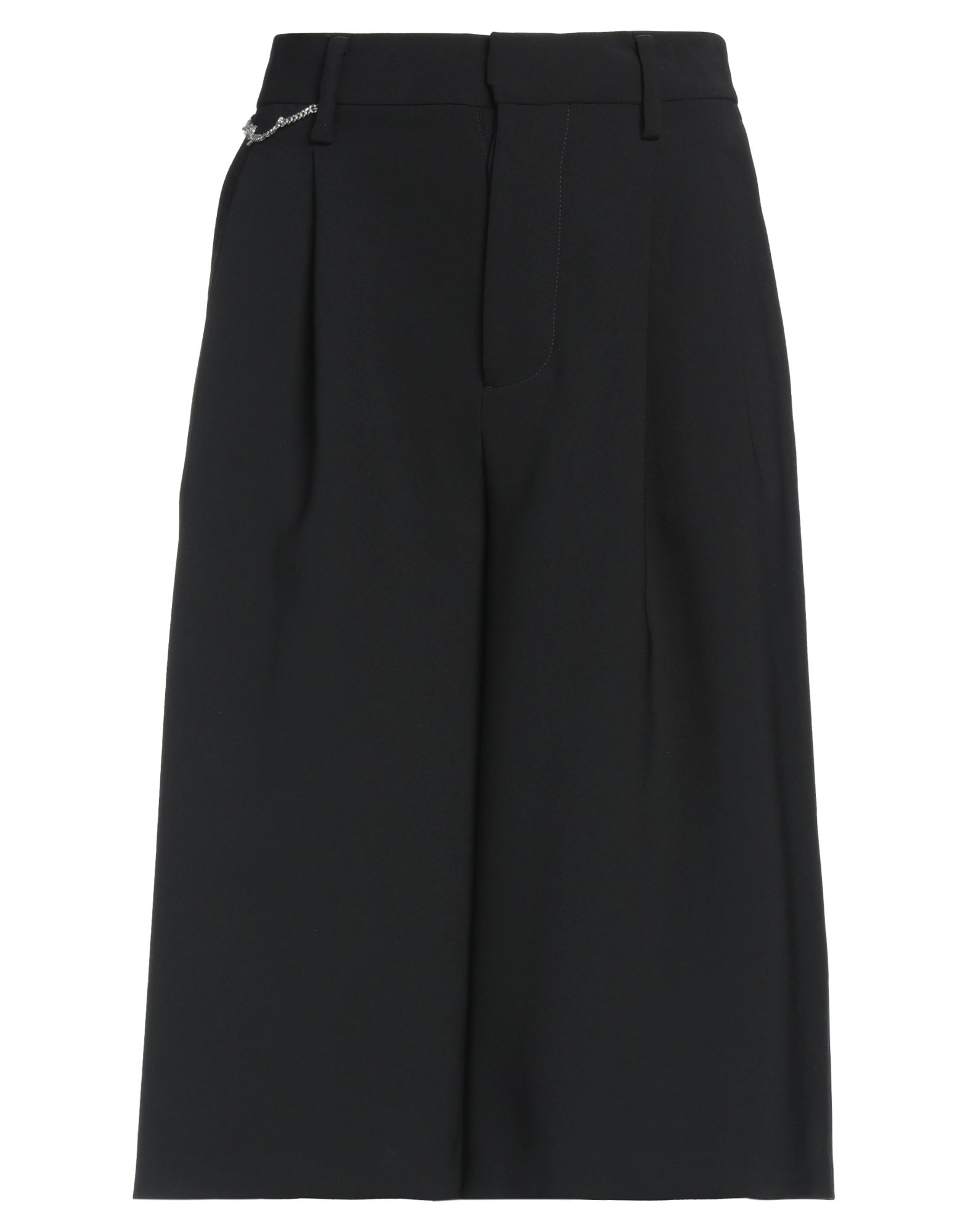 크레이프, 브랜드 로고, 메탈 디테일, 장식 디테일 솔리드 컬러, 하이 웨이스트, 벨트 루프, 와이드 레그, 레귤러 핏, 훅&아이, 버튼 여밈, 멀티 포켓, 버튼 포켓, 동물성 비섬유 자재 함유, 테일러드. 이미지