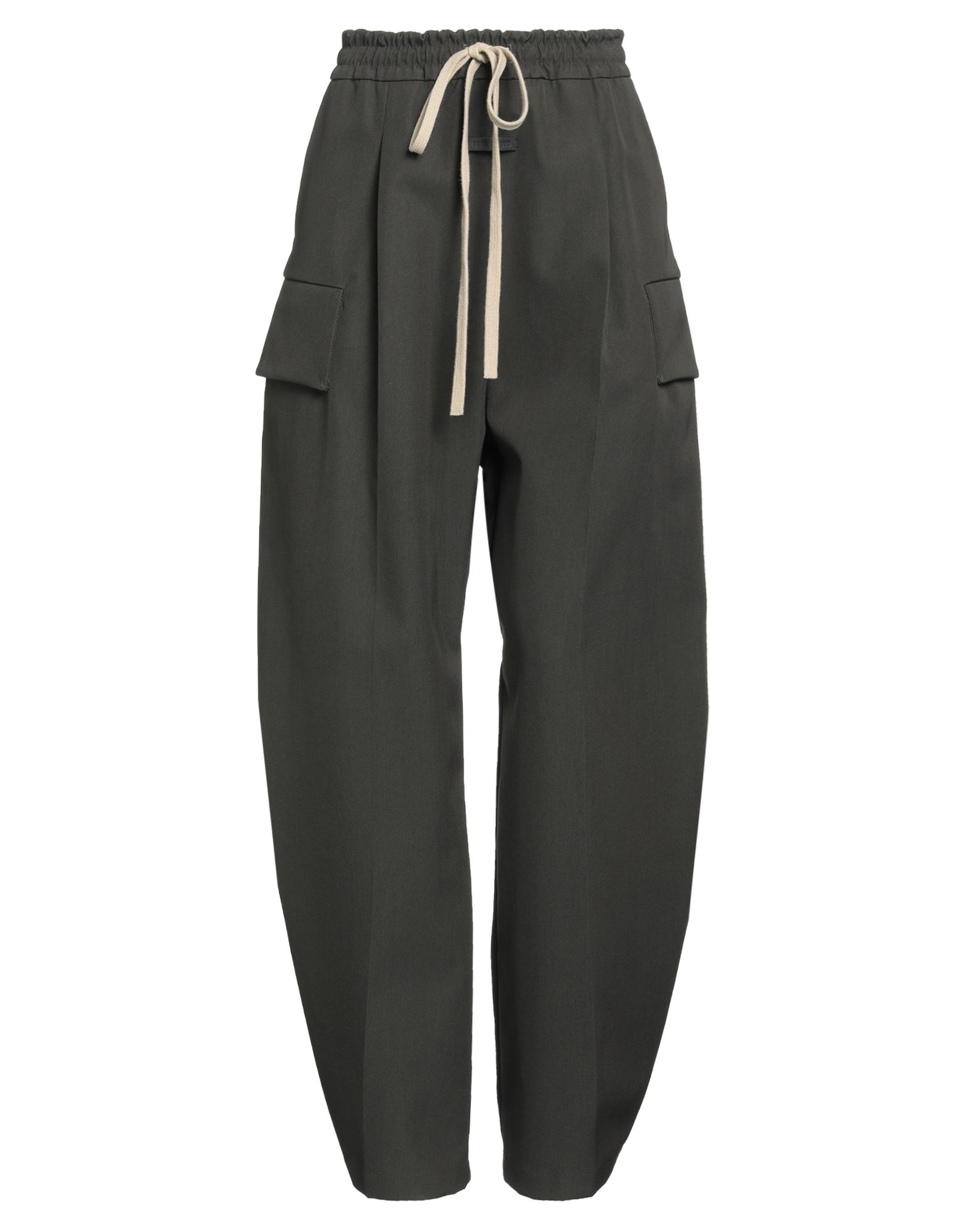 카고 팬츠, 트윌, 솔리드 컬러, 장식 부착 없음, 하이 웨이스트, 드로스트링 웨이스트, 레귤러 핏, 멀티 포켓, 드라이클리닝, 표백 금지, 건조기 사용불가. 이미지