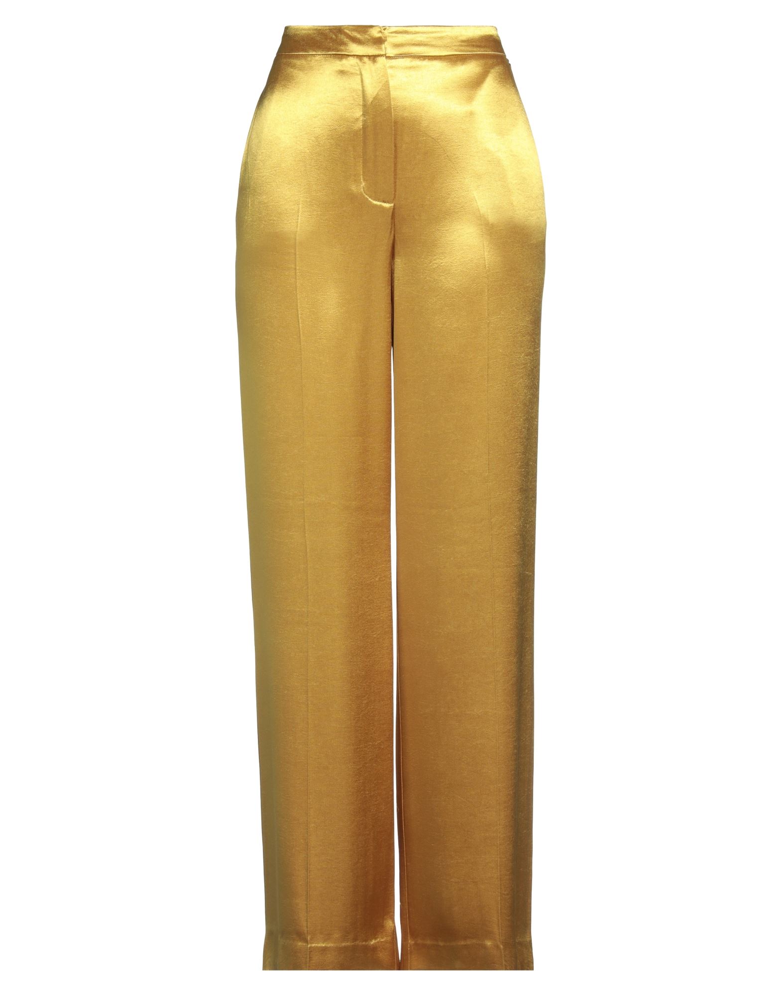 새틴, 브랜드 로고, 솔리드 컬러, 하이 웨이스트, 와이드 레그, 레귤러 핏, 지퍼 여밈, 후크 여밈, 멀티 포켓, 테일러드. 이미지