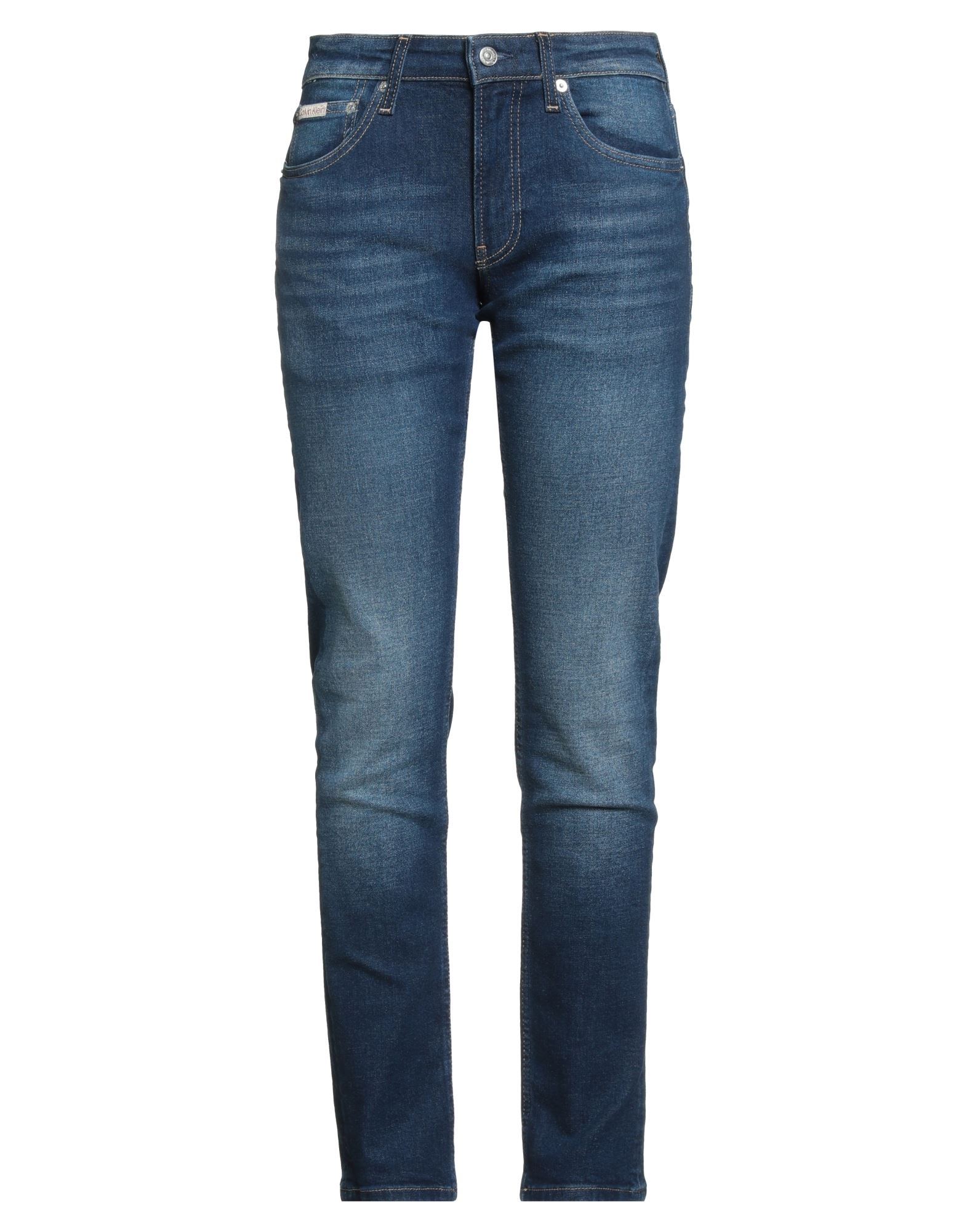 스키니 진, 데님, 바랜 효과, 솔리드 컬러, 장식 부착 없음, 다크 워싱, 노멀 웨이스트, 스키니, 지퍼 여밈, 1 버튼, 멀티 포켓, 스트레치. 이미지